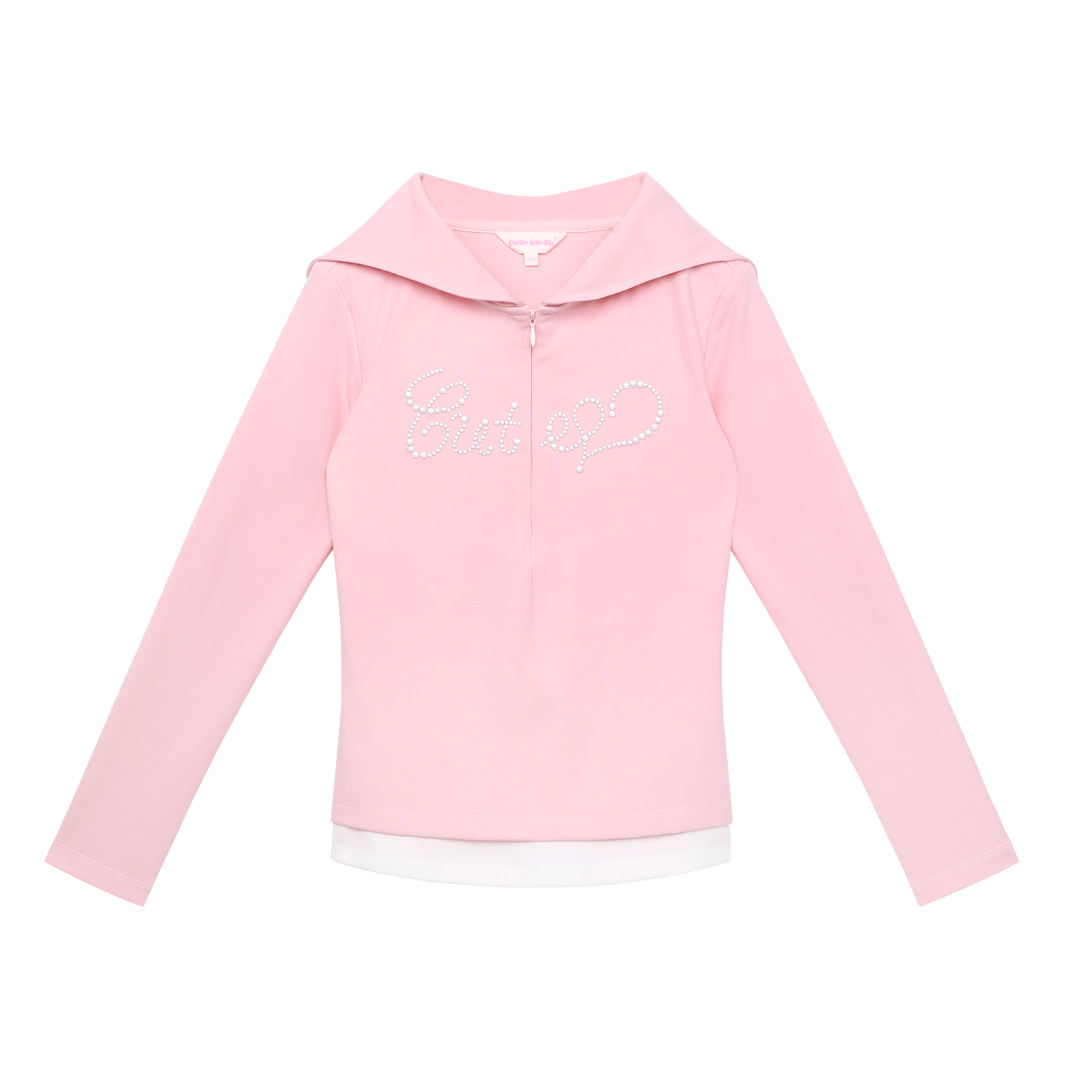 Beaded Layered Knit Top in Peach Blossom — flat lay