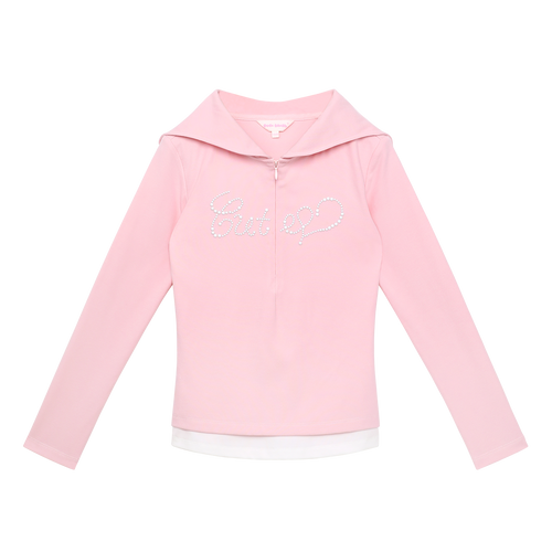 Beaded Layered Knit Top in Peach Blossom — flat lay