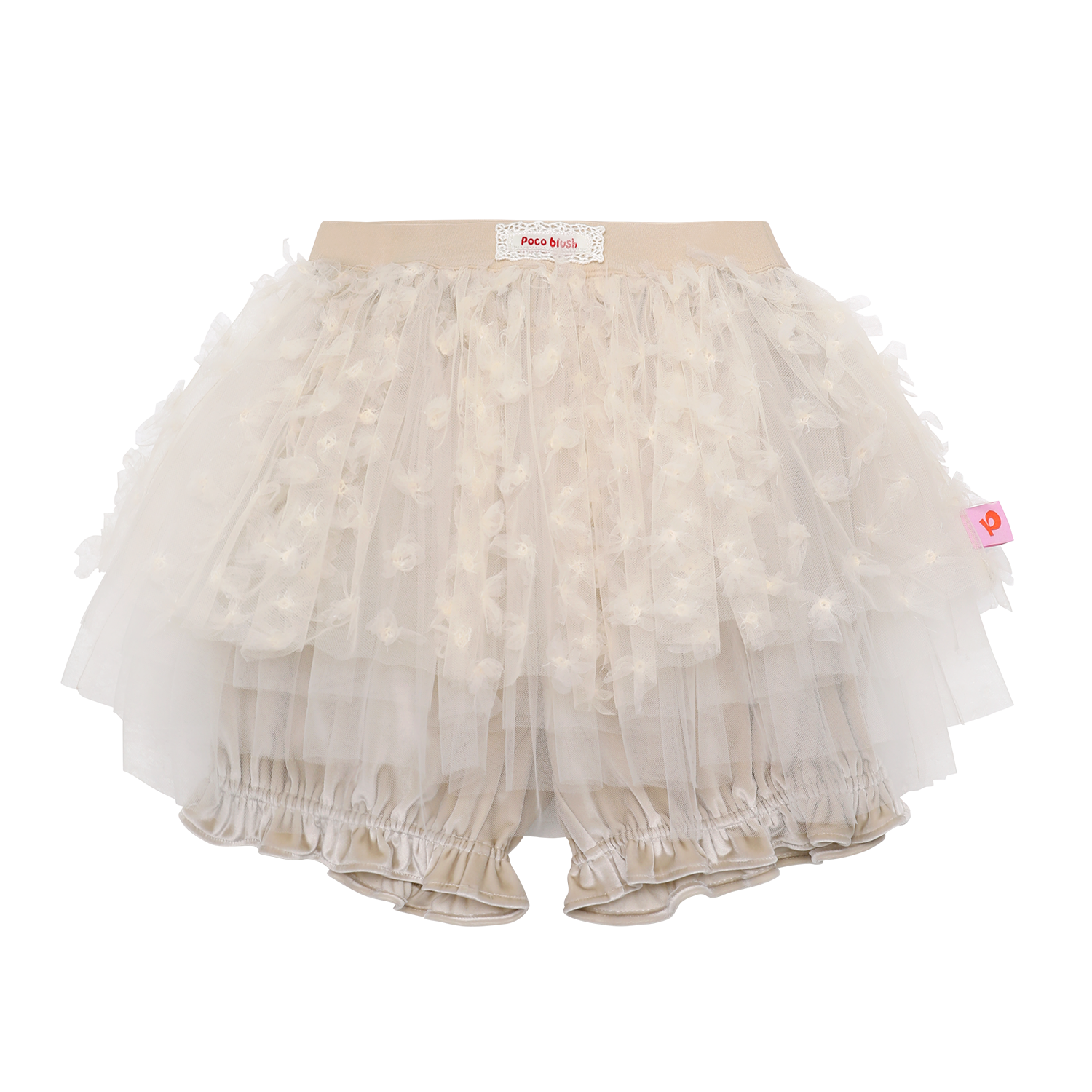 Tulle Puff Skort in Peach Blossom — flat lay