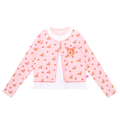 Lace-Trim Layered Printed Top in Lotus Pink — flat lay
