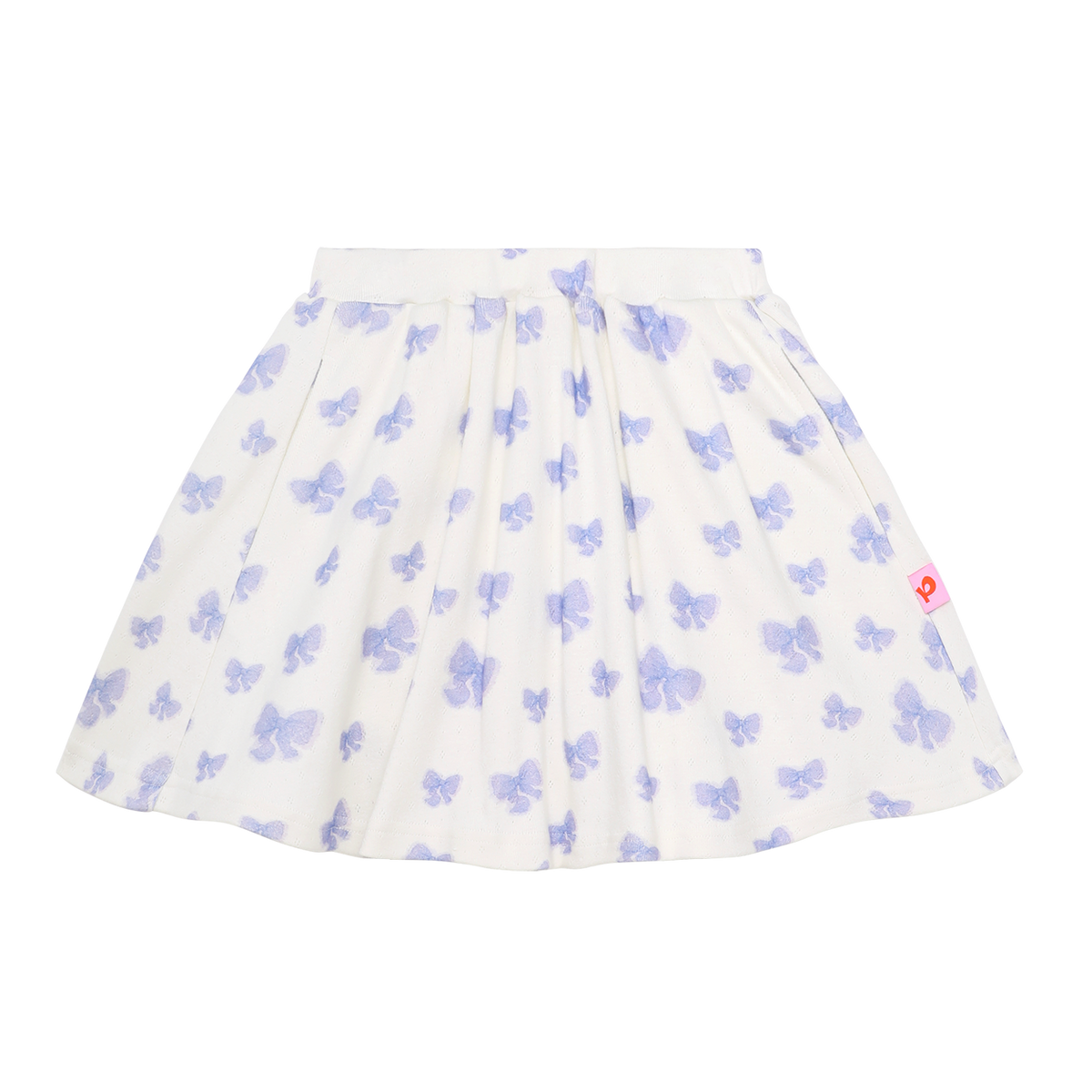 Ink-Wash Animals Printed Skort in Icing Blue — flat lay