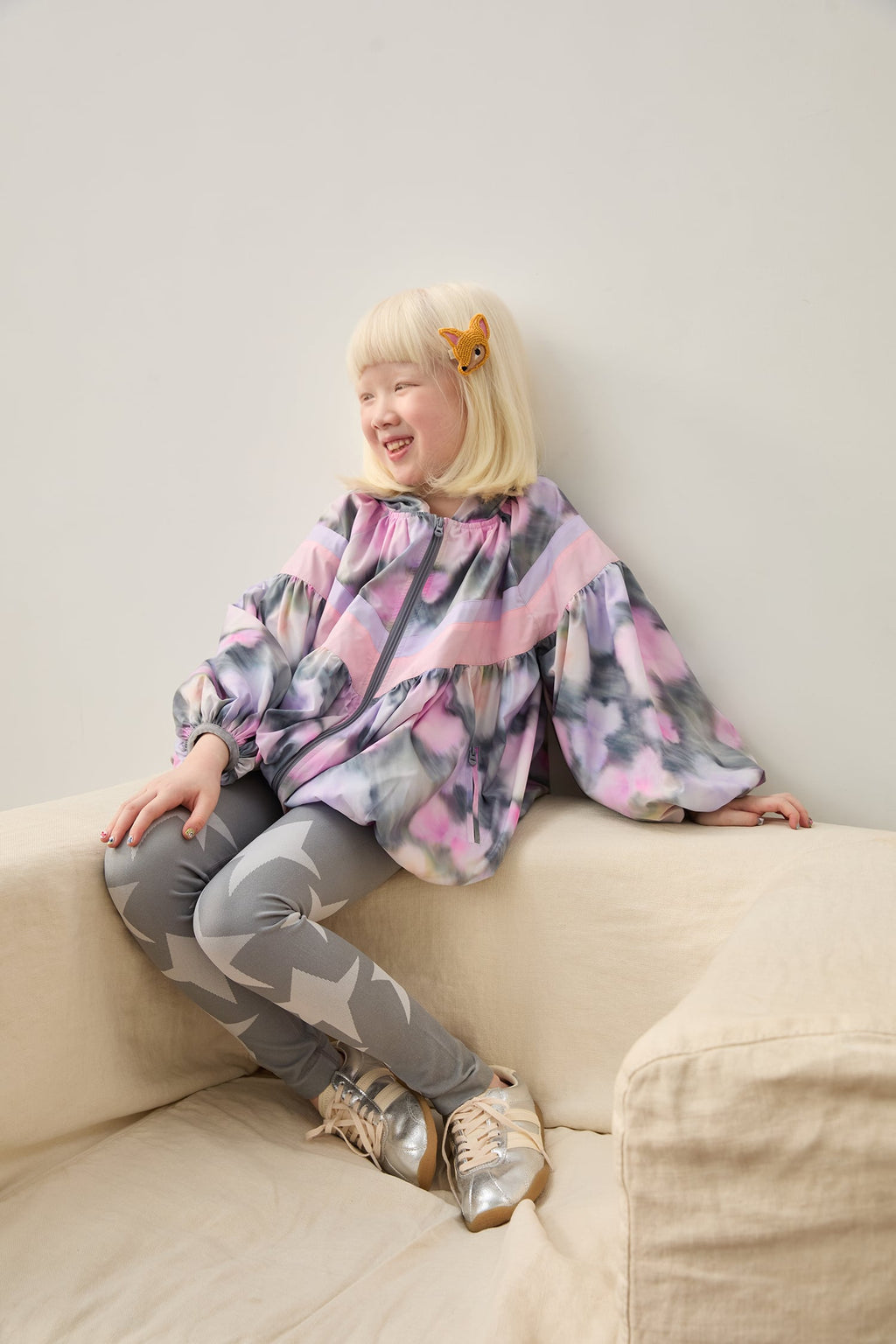 Ink-Wash Animals Colour-Block Jacket by Poco Blush — hero view 4
