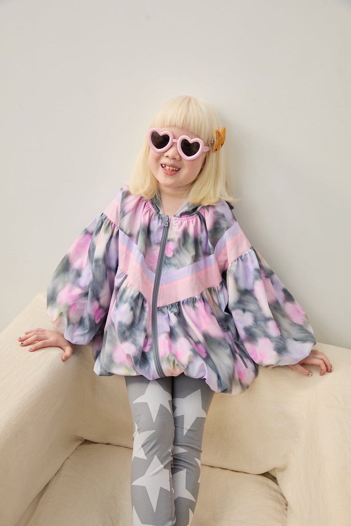 Ink-Wash Animals Colour-Block Jacket by Poco Blush — hero view 5