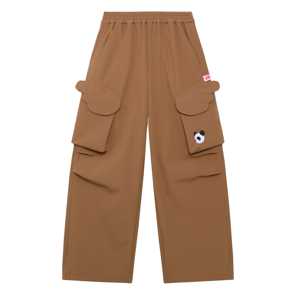 Wing-Pocket Cargo Trousers in Caramel Brown — flat lay