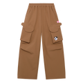 Wing-Pocket Cargo Trousers in Caramel Brown — flat lay