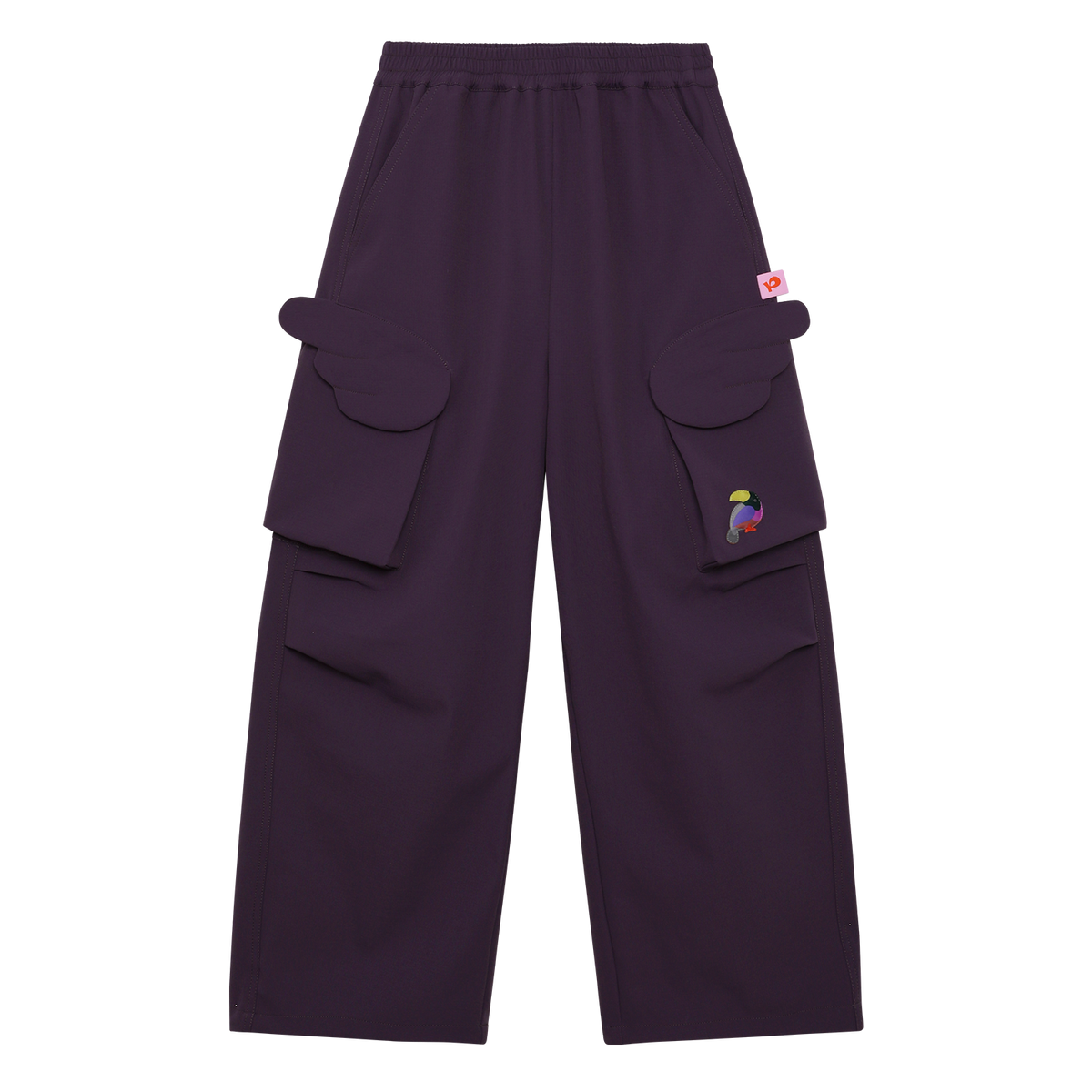 Wing-Pocket Cargo Trousers in Grape Purple — flat lay