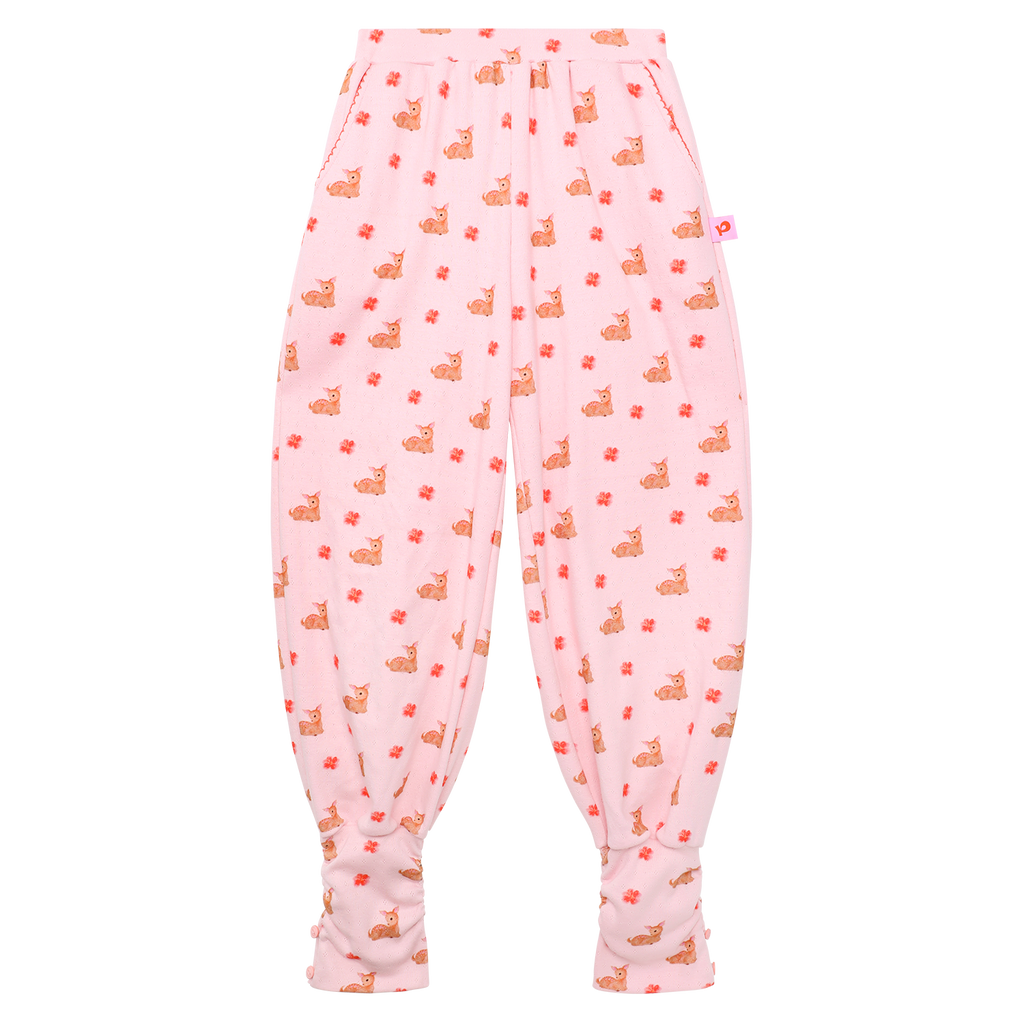 Ink-Wash Animals Barrel-Leg Trousers in Lotus Pink — flat lay