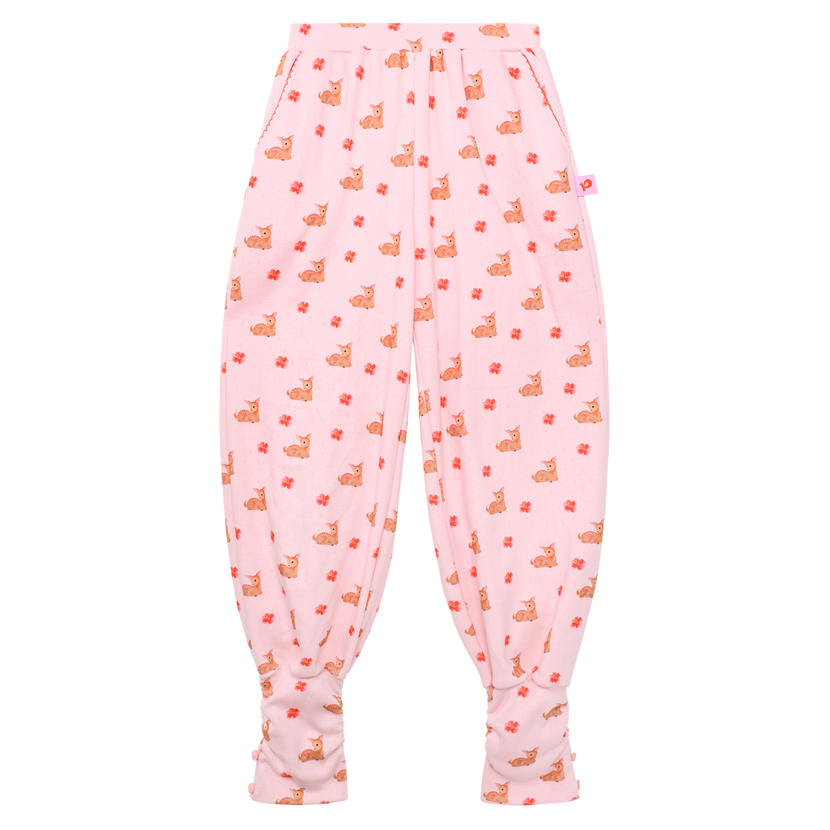 Ink-Wash Animals Barrel-Leg Trousers in Lotus Pink — flat lay