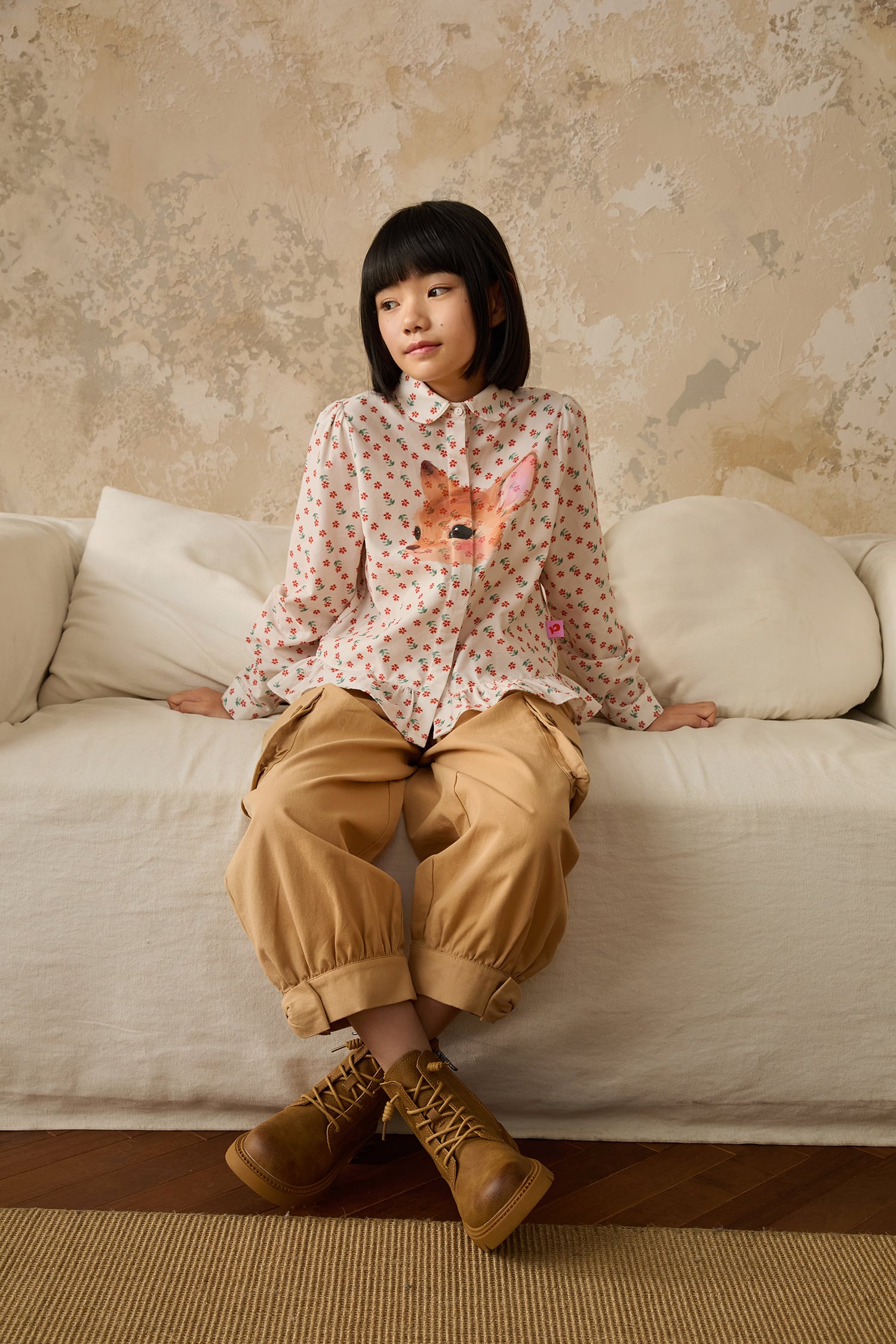 Washed Bow Cargo Trousers by Poco Blush — hero view 3