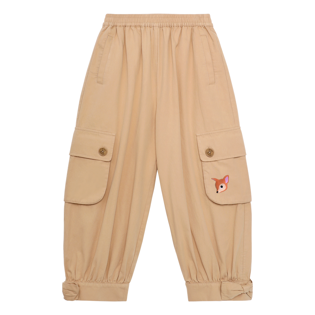 Washed Bow Cargo Trousers in Chestnut Brown — flat lay