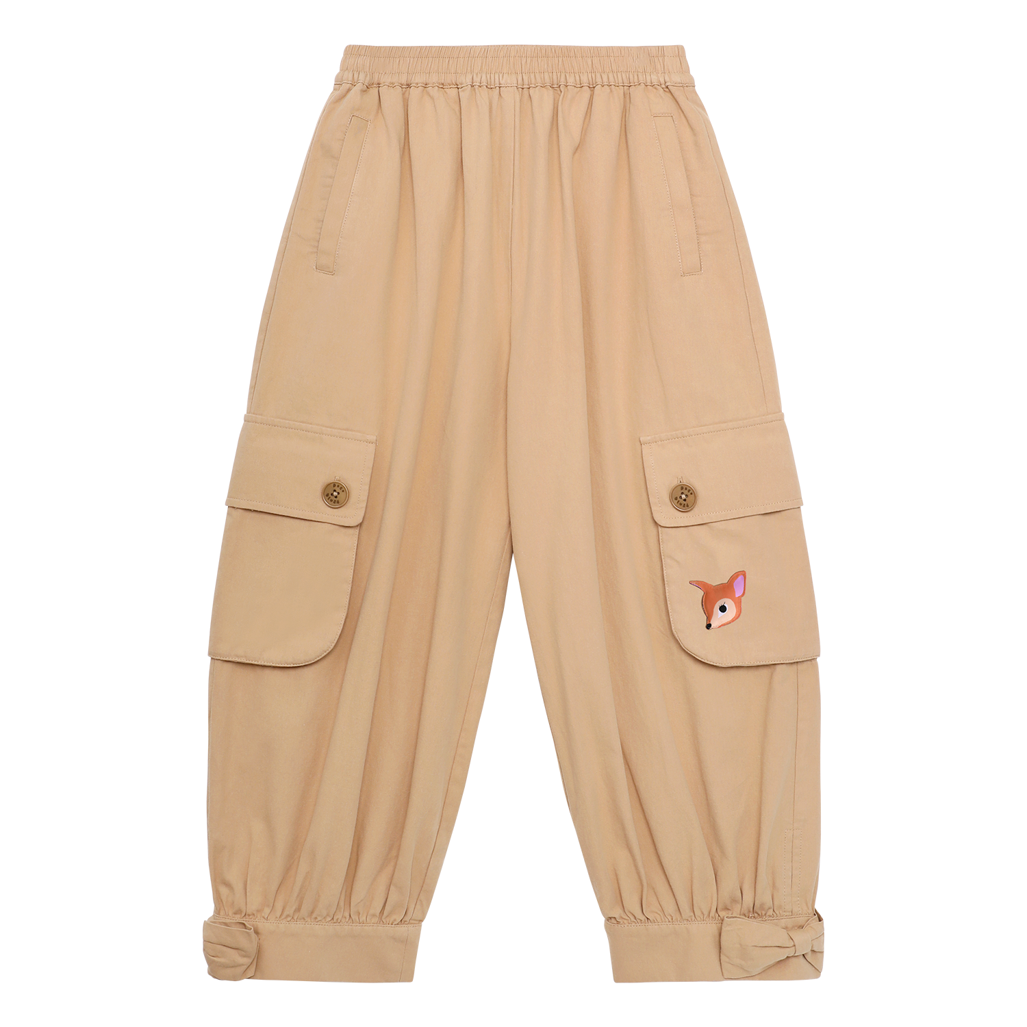 Washed Bow Cargo Trousers in Chestnut Brown — flat lay