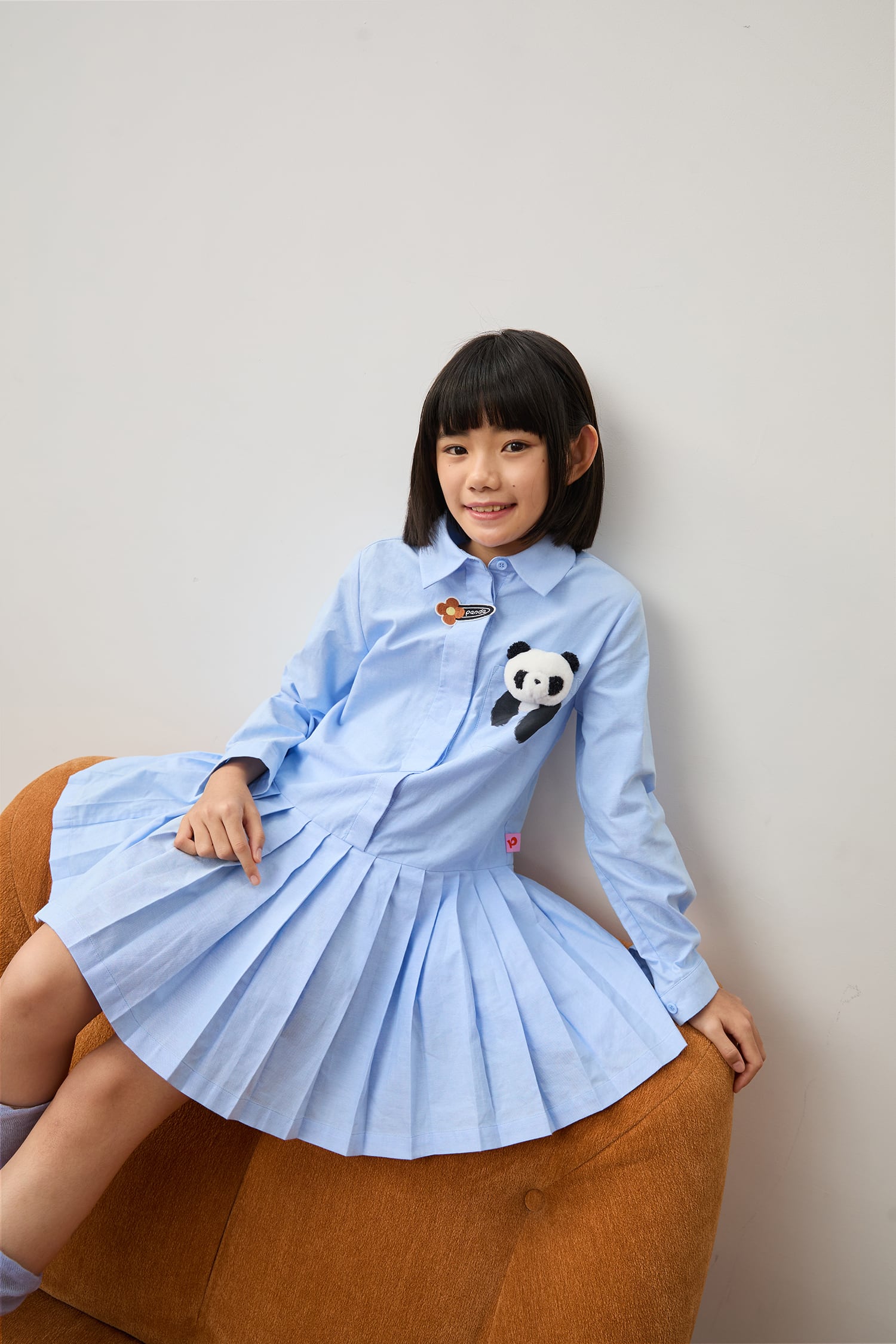 Panda Pleated Shirt Dress by Poco Blush — hero view 4