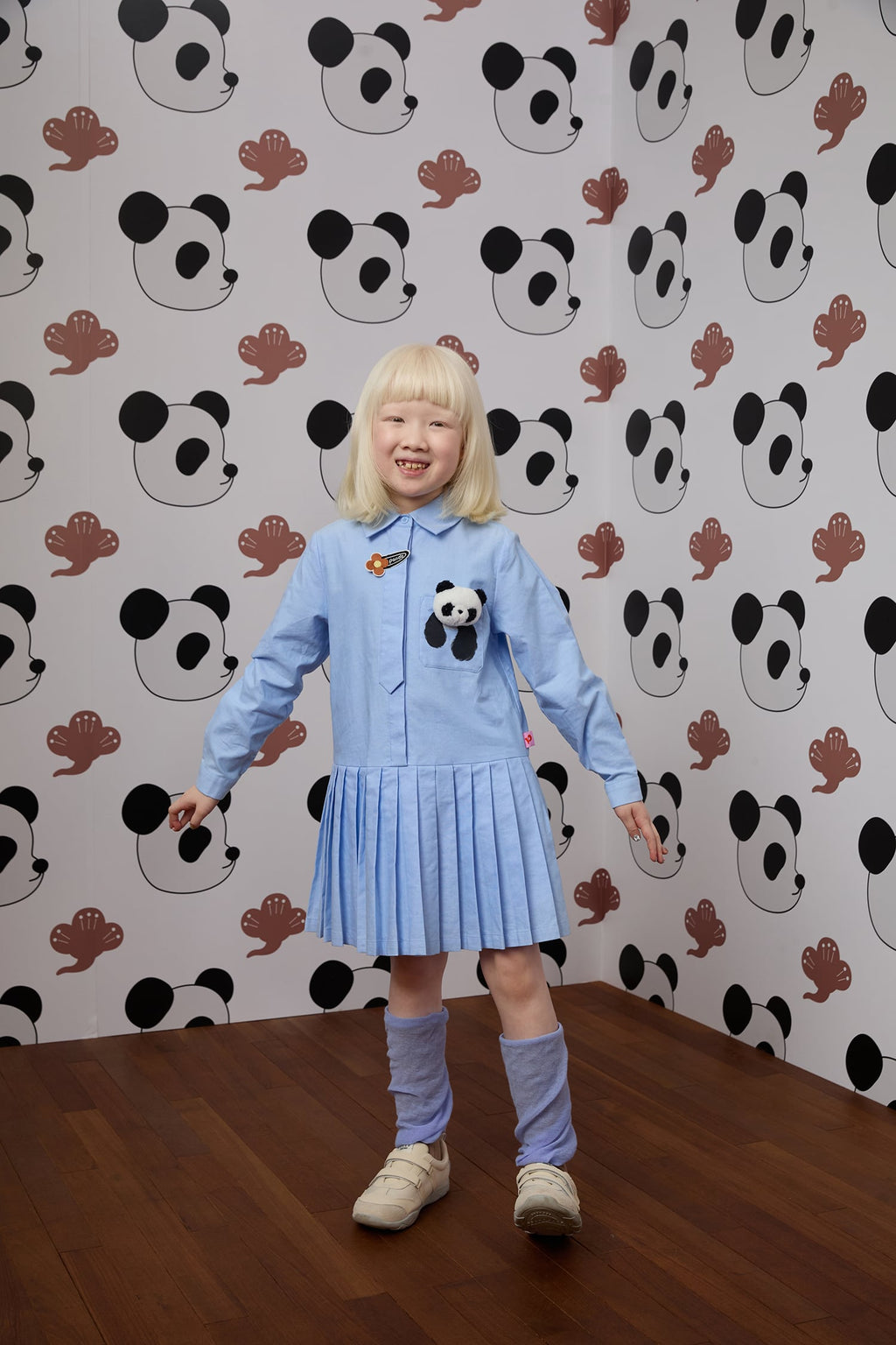 Panda Pleated Shirt Dress by Poco Blush — hero view 5
