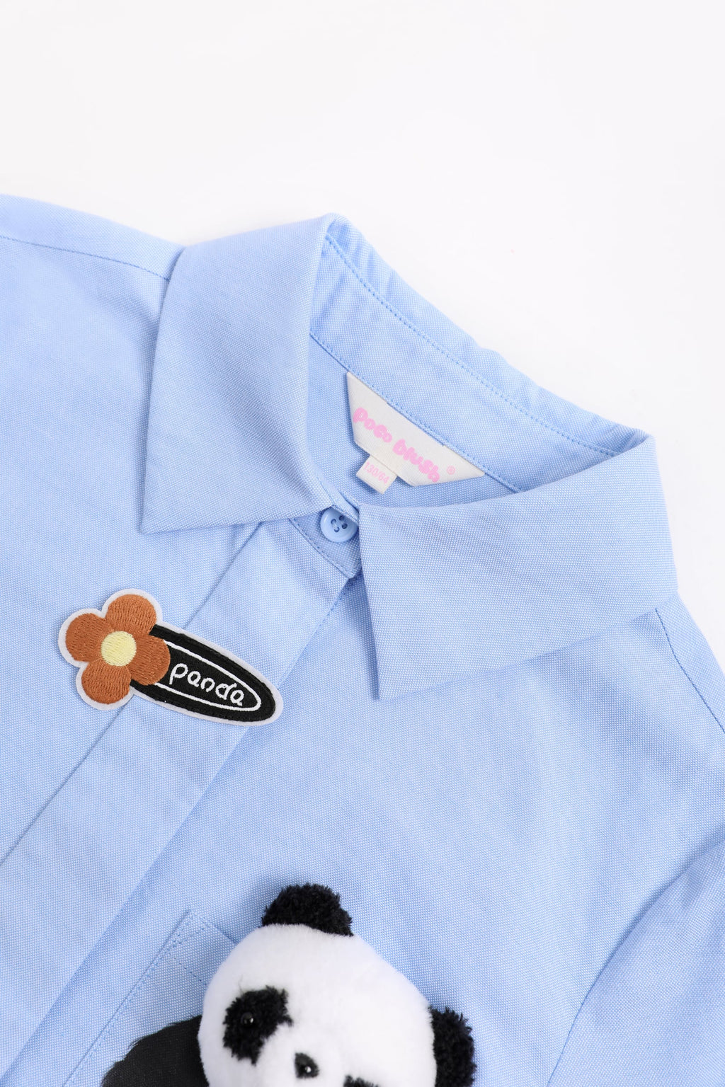 Panda Pleated Shirt Dress by Poco Blush — detail view 7