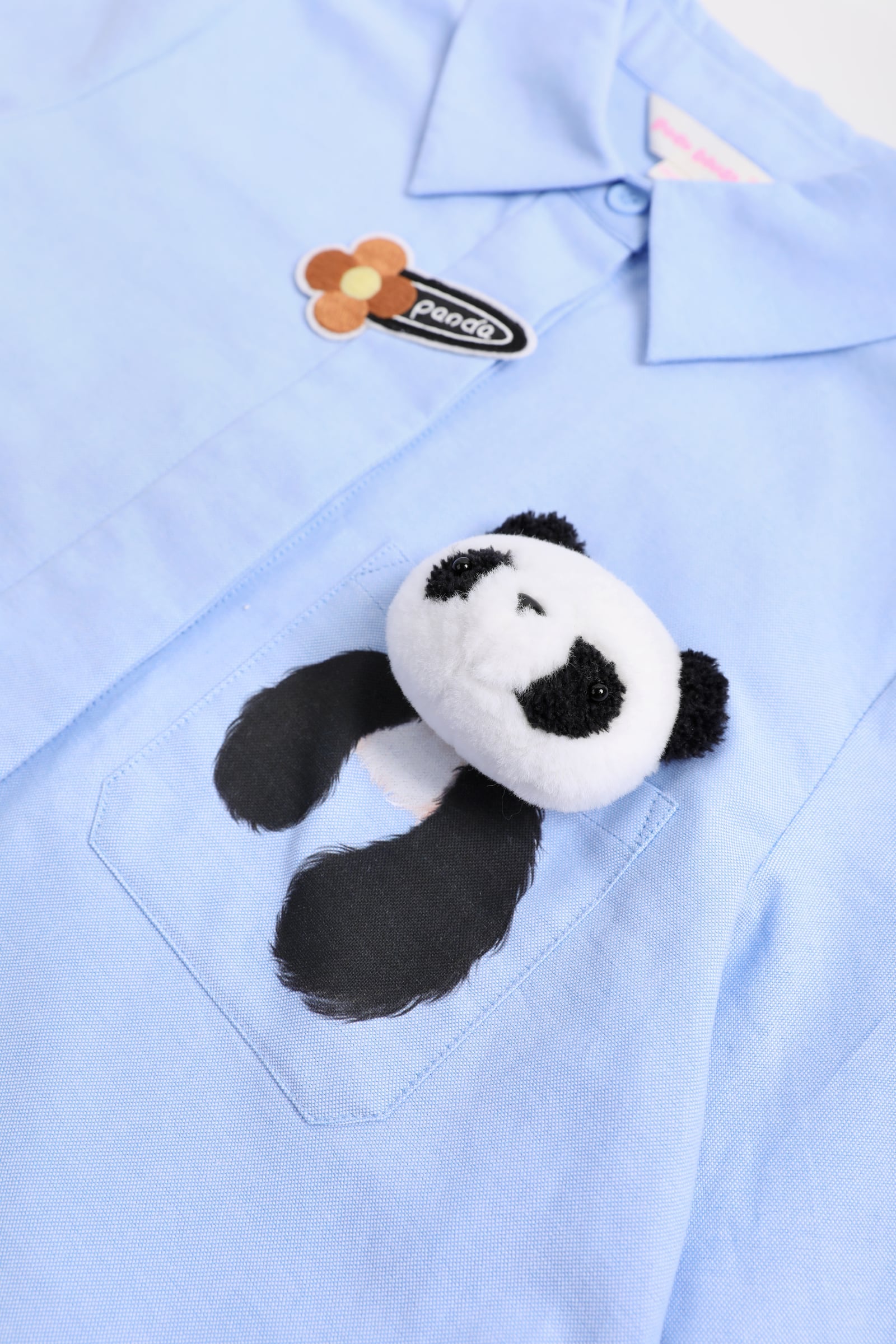 Panda Pleated Shirt Dress by Poco Blush — detail view 10