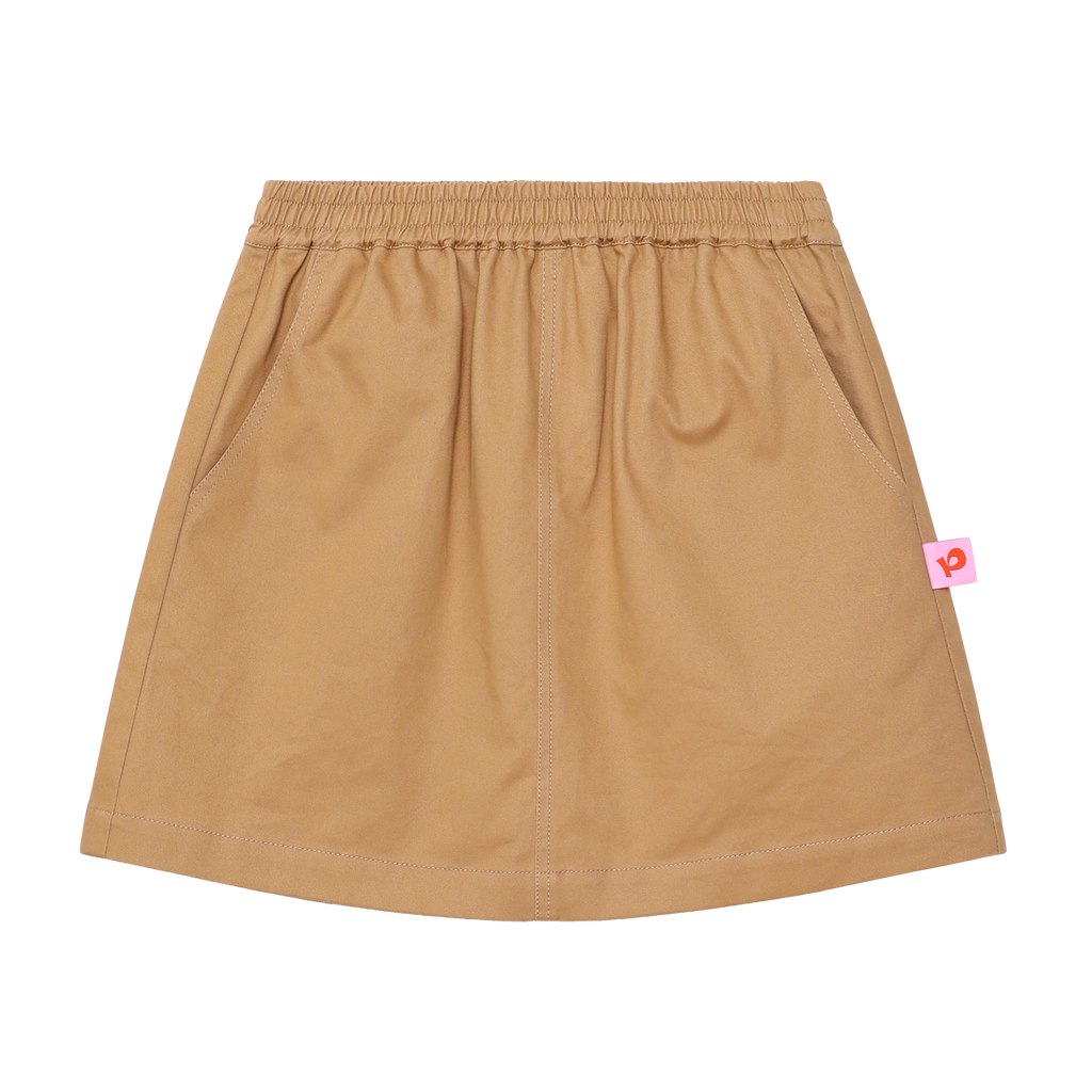 Caramel A-Line Skort in Caramel Brown — flat lay