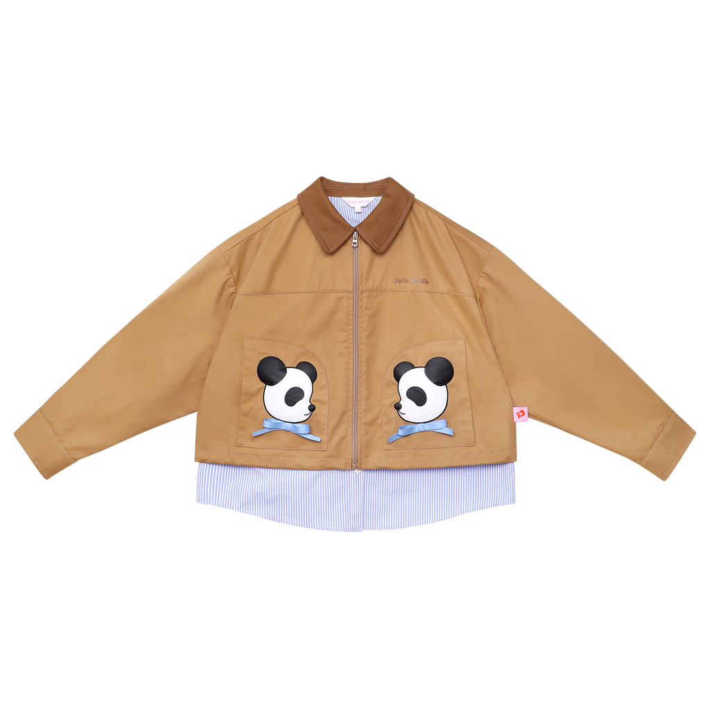 Panda Layered Jacket in Caramel Brown — flat lay
