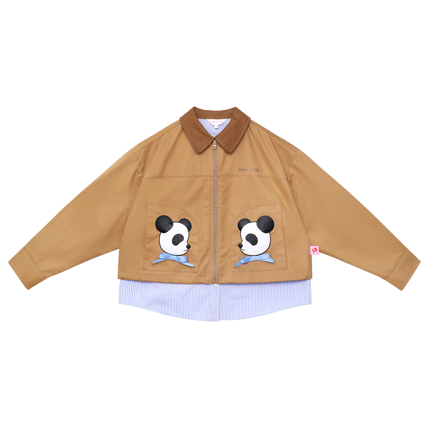 Panda Layered Jacket in Caramel Brown — flat lay