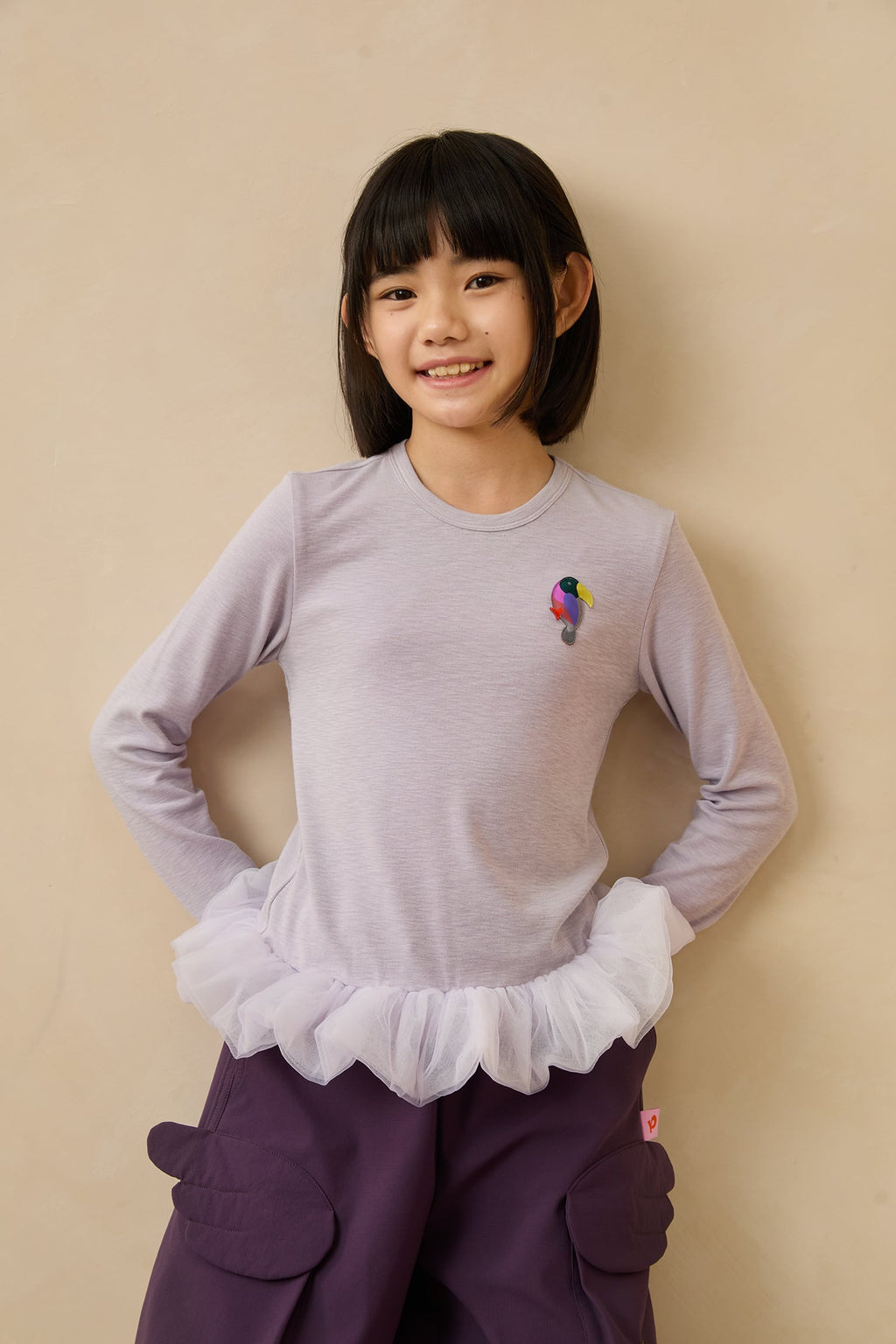 Tulle-Hem Long-Sleeve Top by Poco Blush — hero view 1