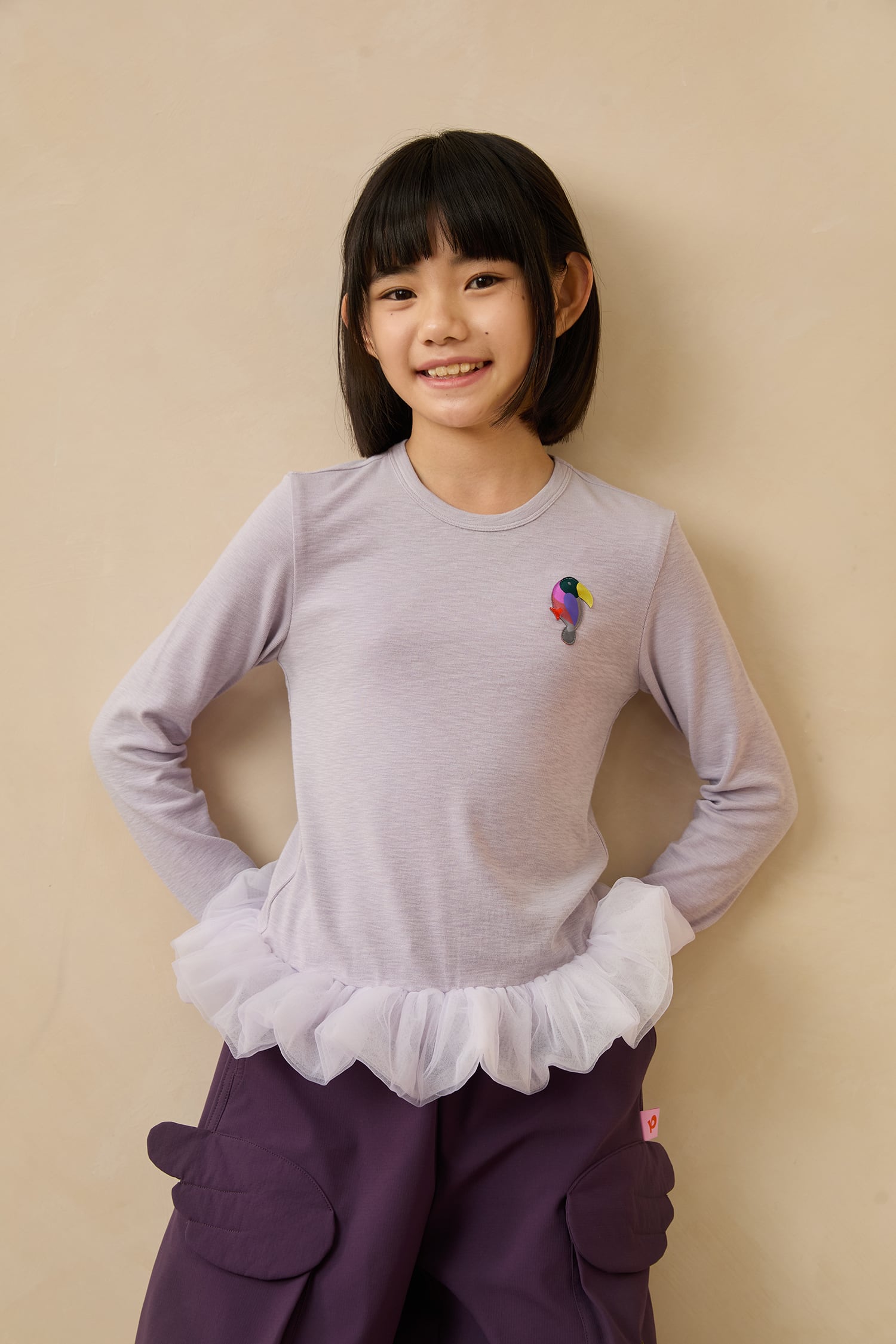 Tulle-Hem Long-Sleeve Top by Poco Blush — hero view 1