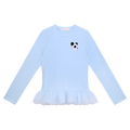 Tulle-Hem Long-Sleeve Top in Autumn Blue — flat lay