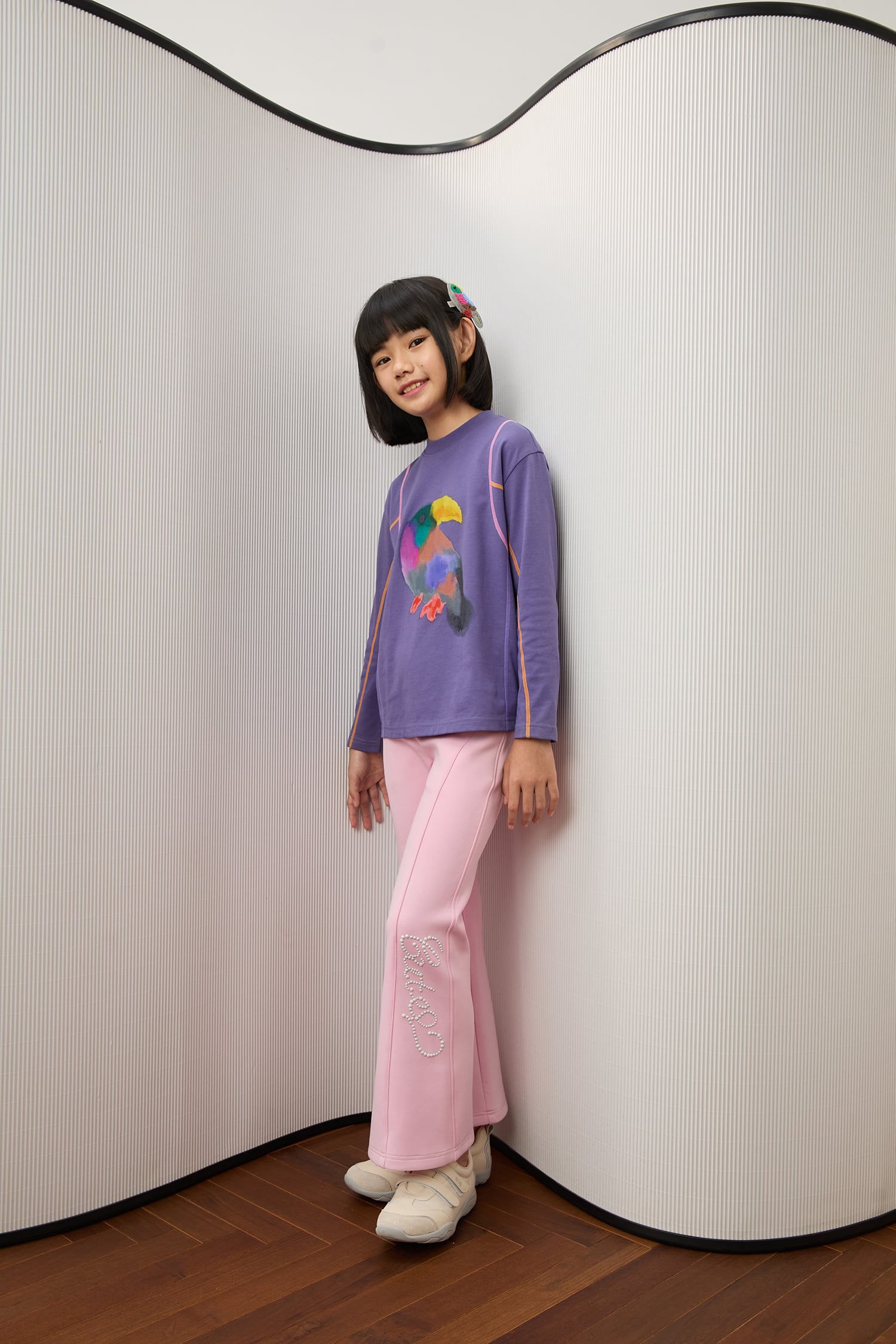 Beaded Knit Flare Trousers by Poco Blush — hero view 1