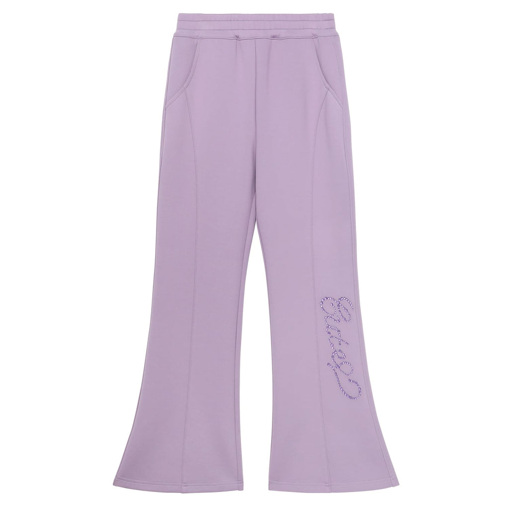 Beaded Knit Flare Trousers by Poco Blush — flat view 6