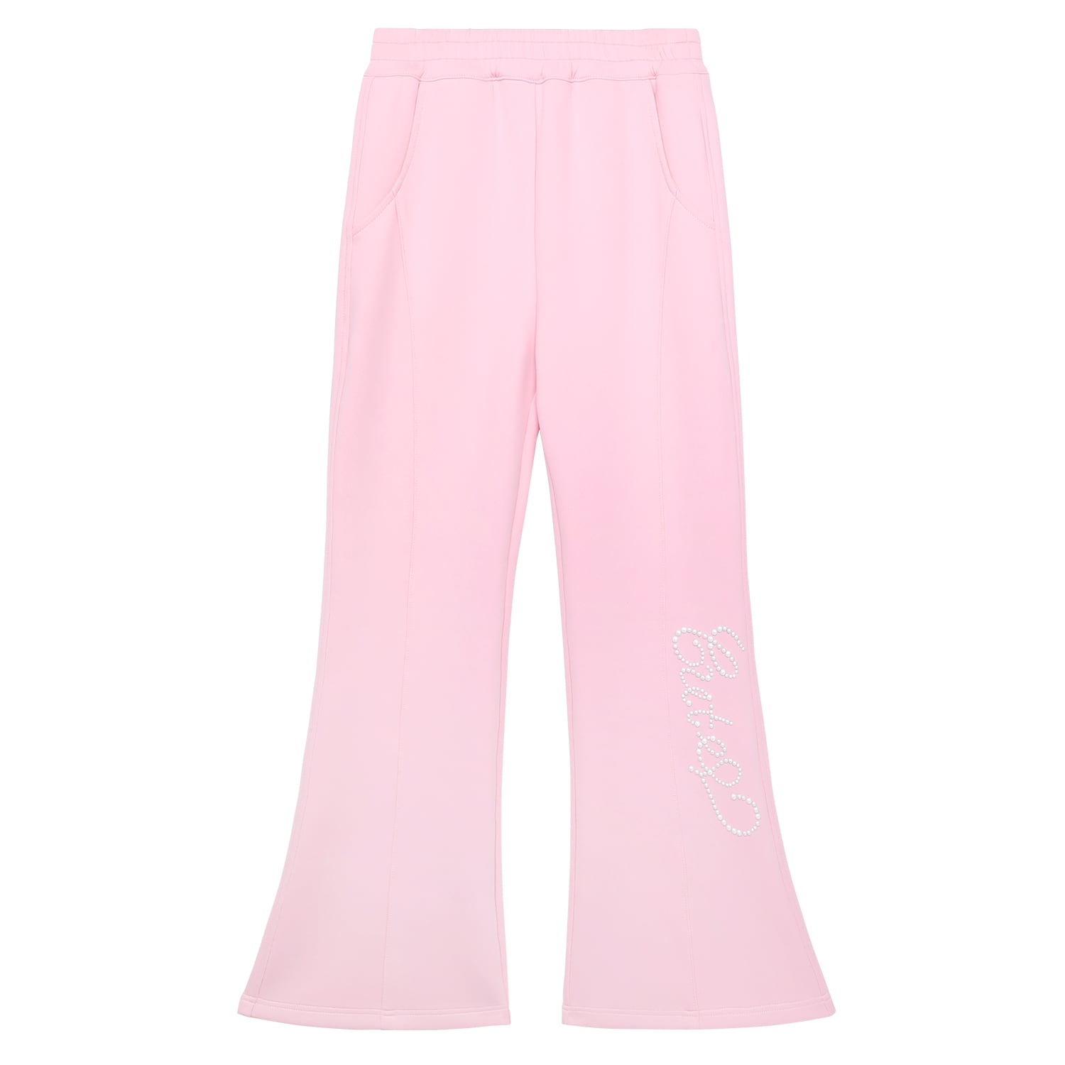 Beaded Knit Flare Trousers by Poco Blush — flat view 7