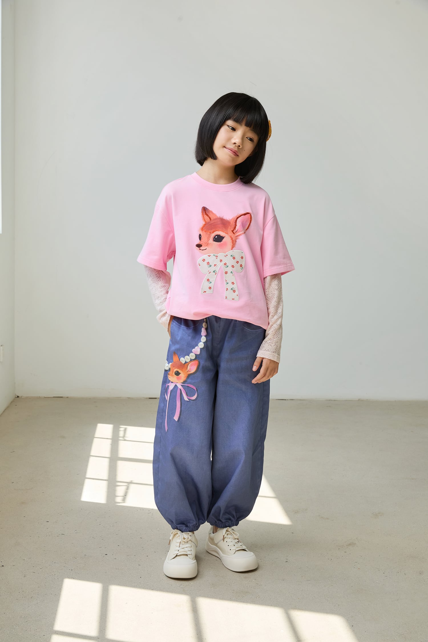 Hand-Painted Denim Balloon Trousers by Poco Blush — hero view 2