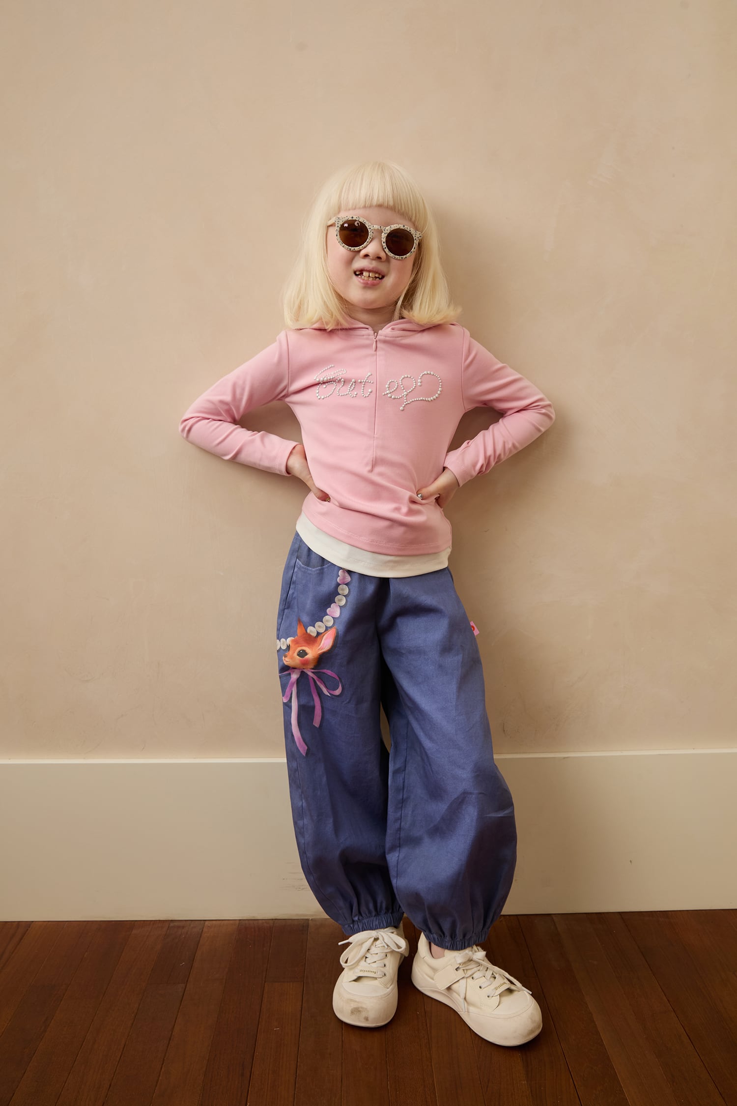 Hand-Painted Denim Balloon Trousers by Poco Blush — hero view 4