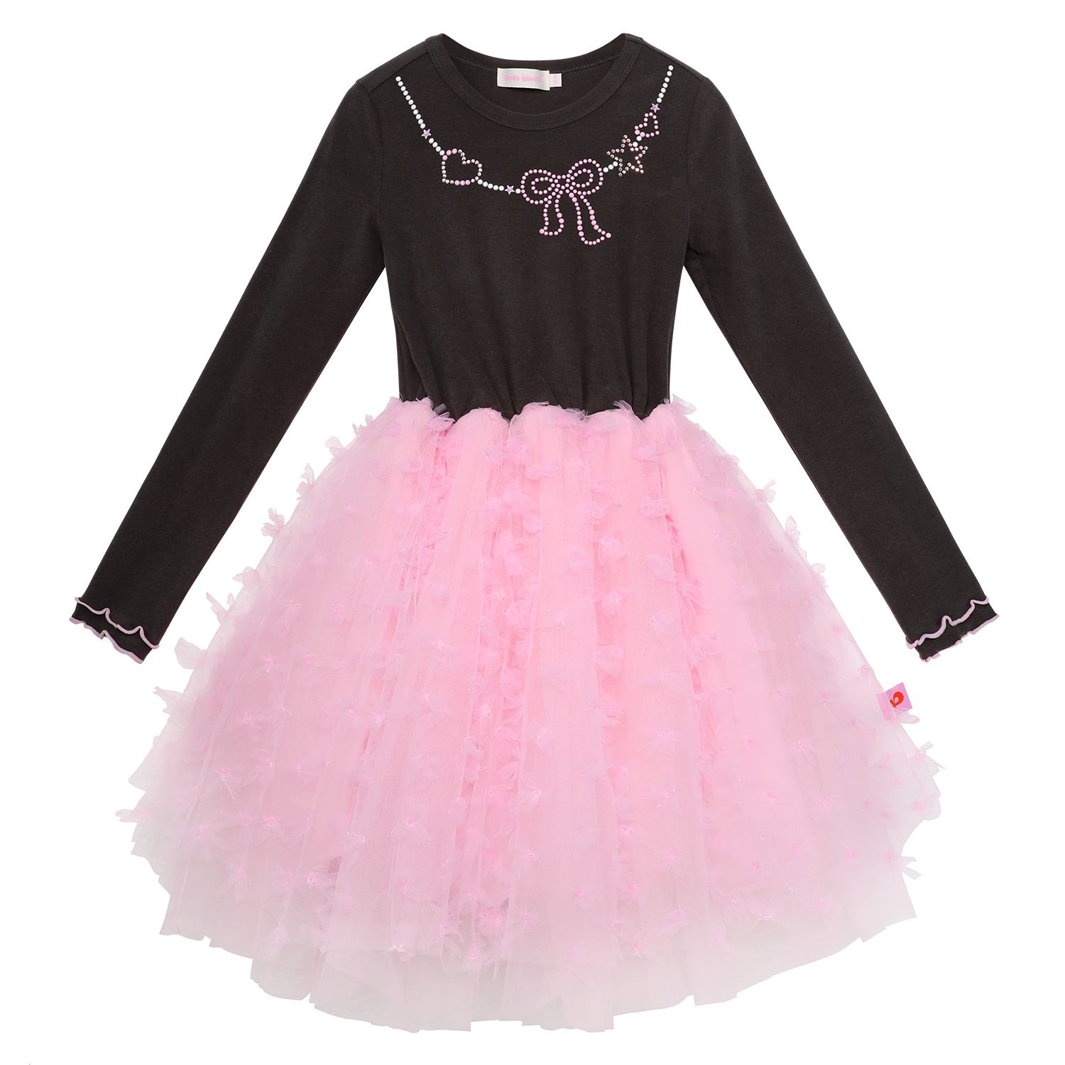 Crystal Tulle Dress in Ink Black — flat lay