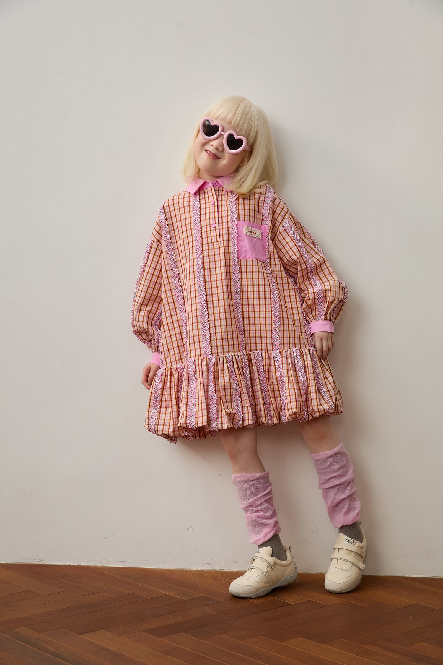 Greek Cat Check Shirt Dress by Poco Blush — hero view 1