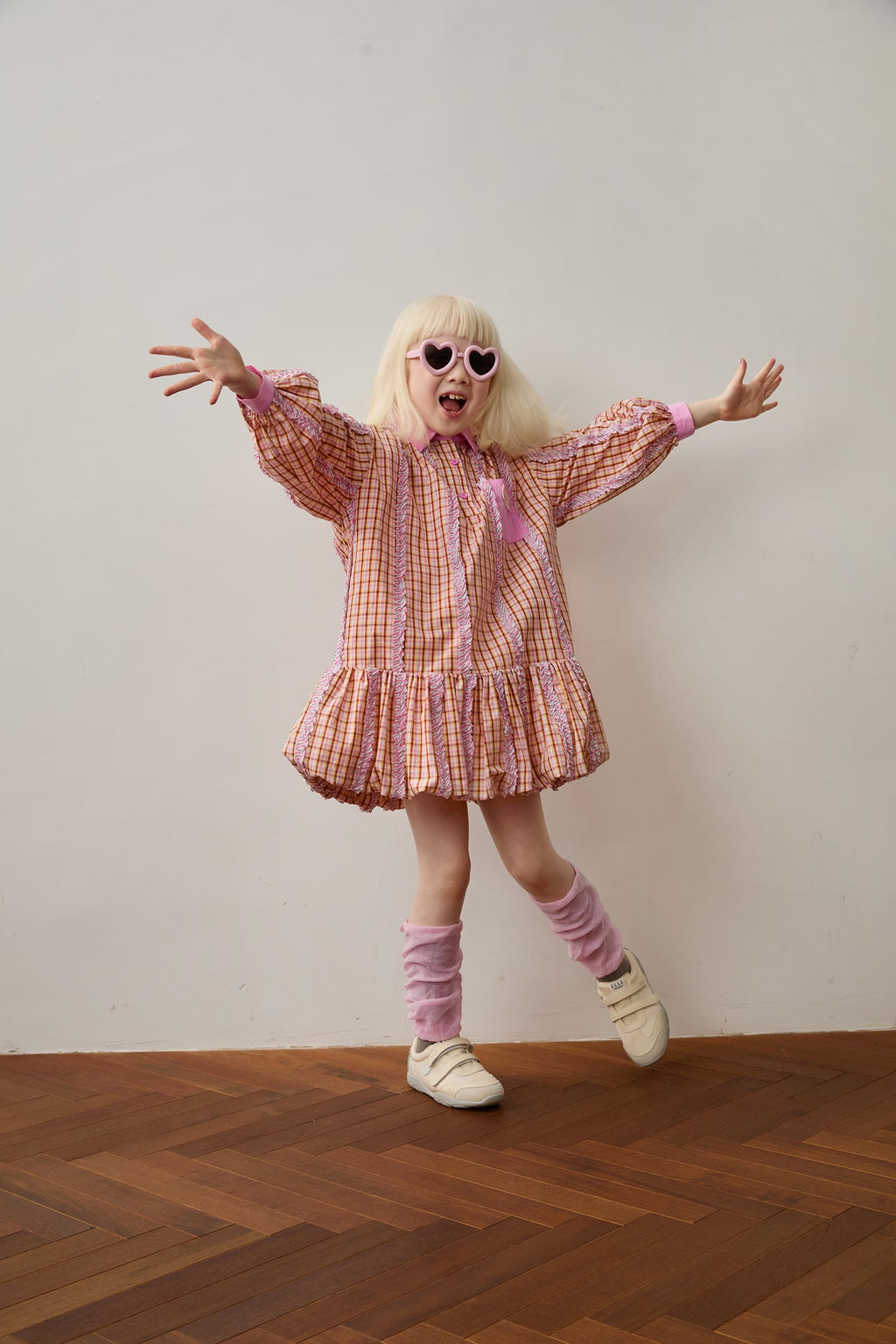 Greek Cat Check Shirt Dress by Poco Blush — hero view 2