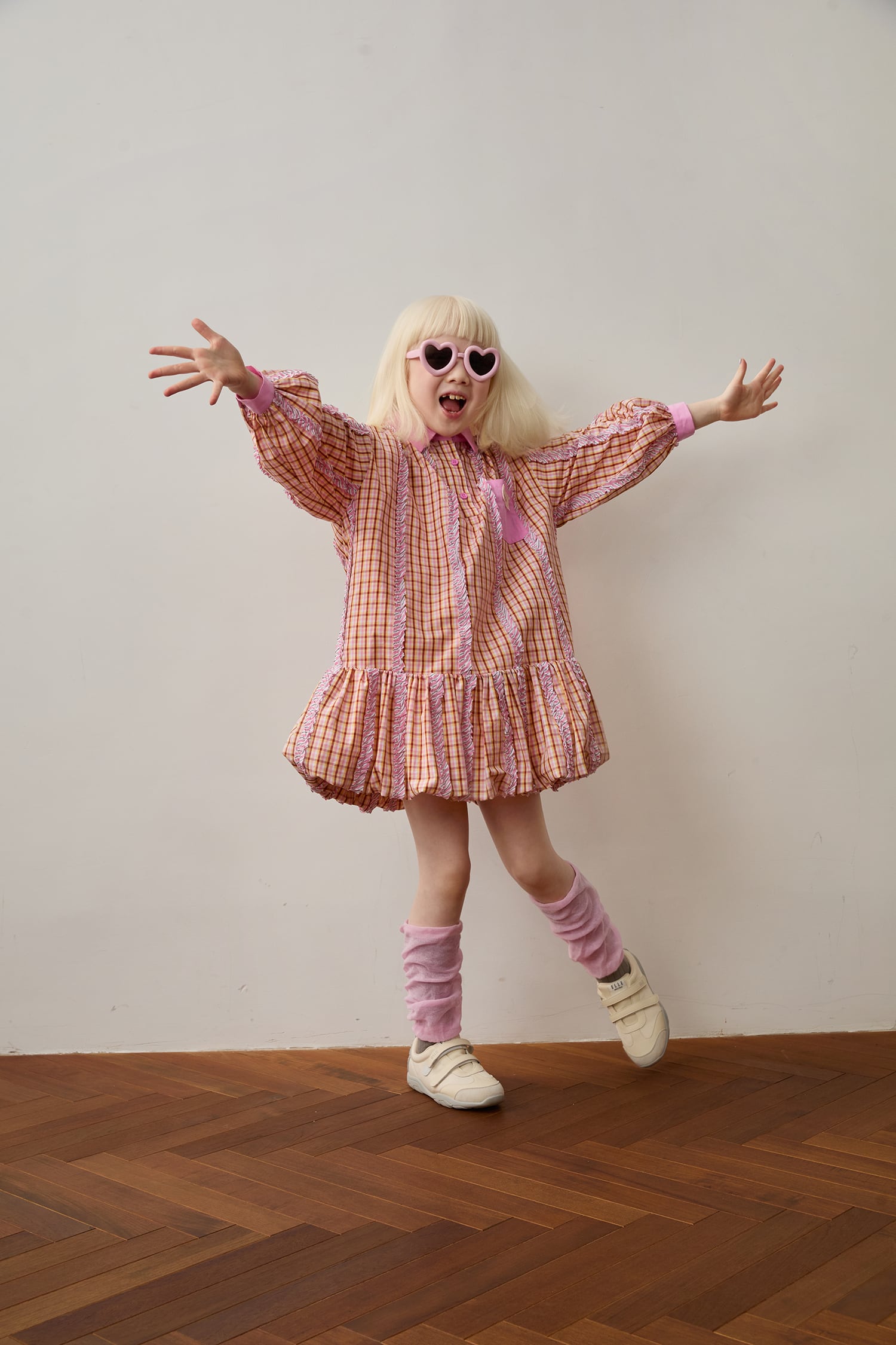 Greek Cat Check Shirt Dress by Poco Blush — hero view 2