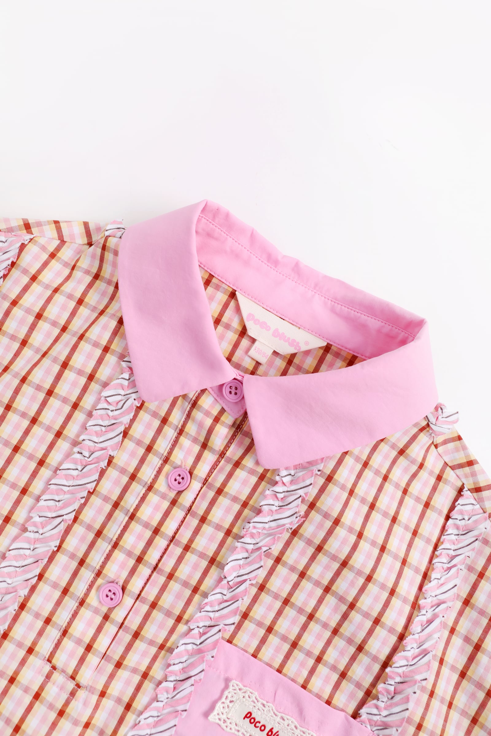 Greek Cat Check Shirt Dress by Poco Blush — detail view 7