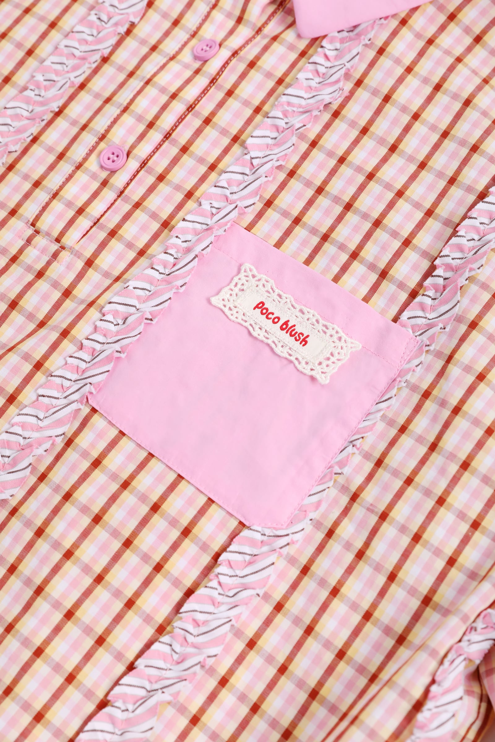 Greek Cat Check Shirt Dress by Poco Blush — detail view 8