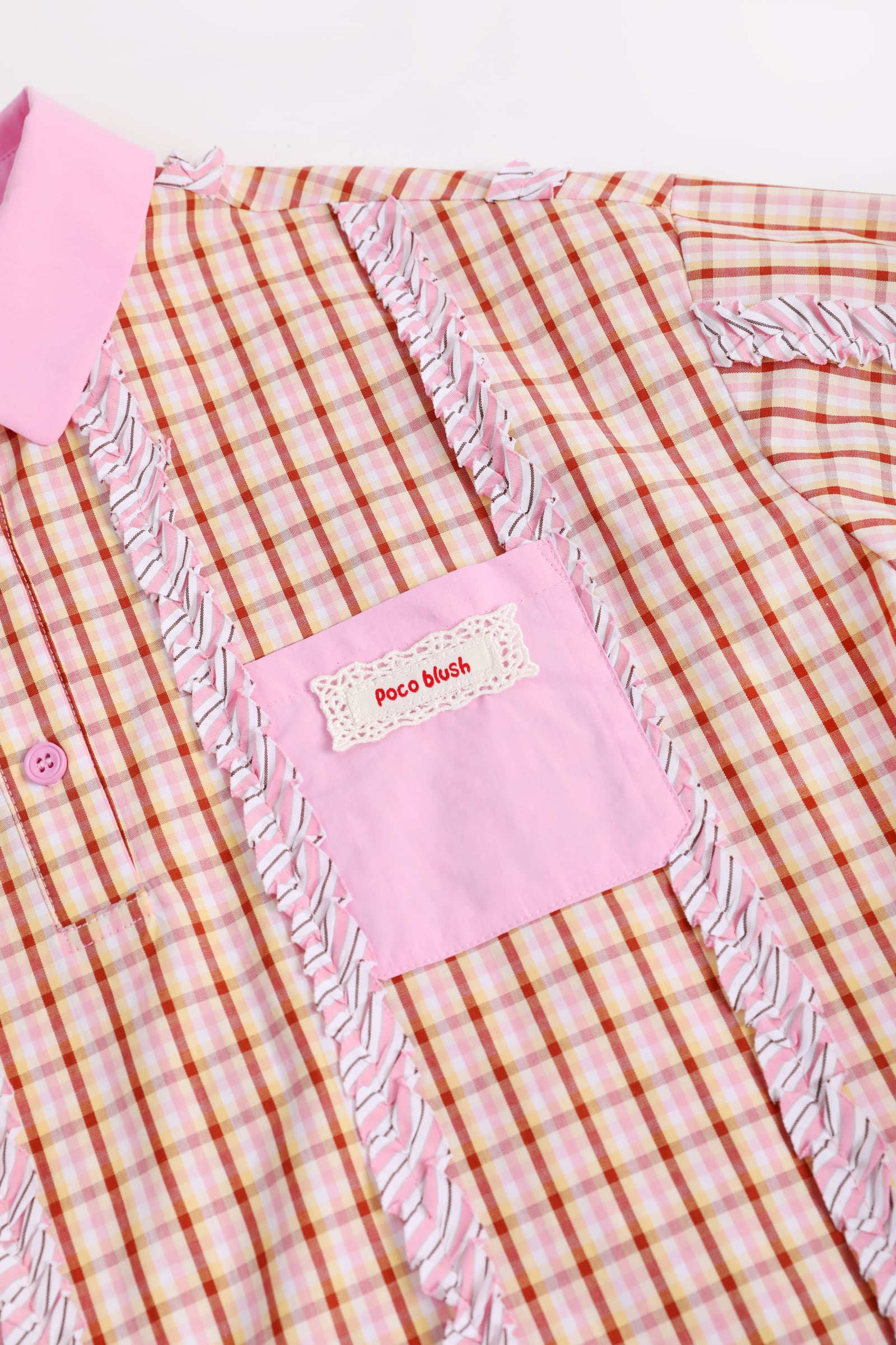 Greek Cat Check Shirt Dress by Poco Blush — detail view 9