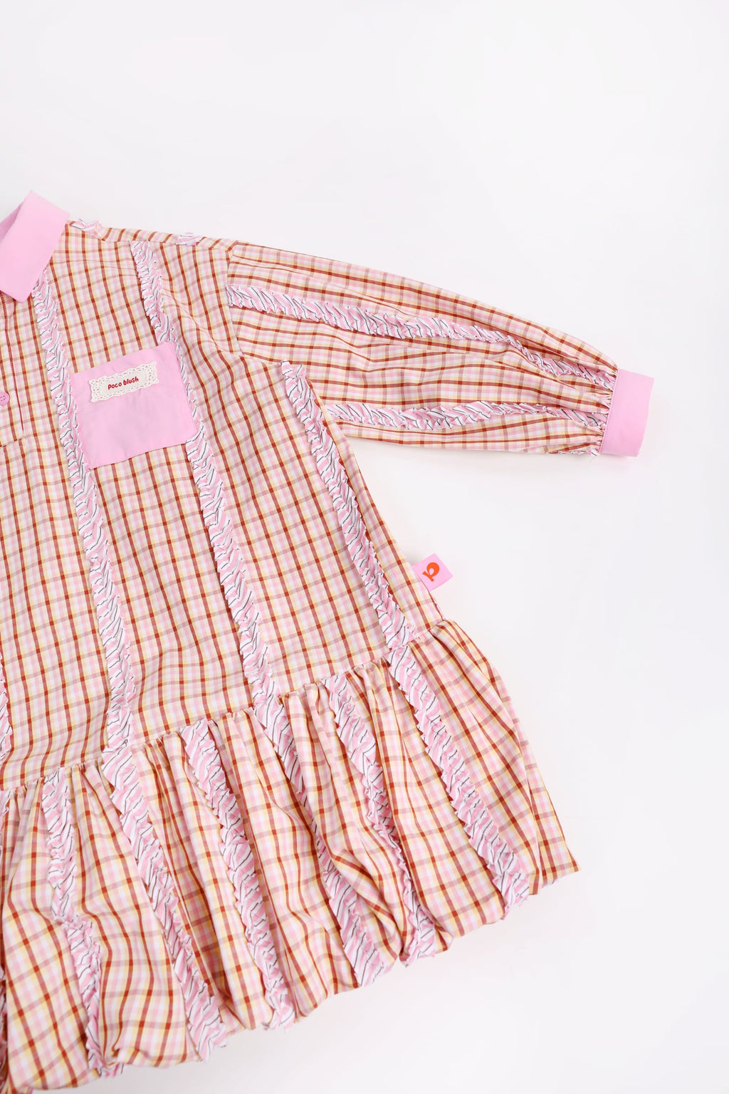 Greek Cat Check Shirt Dress by Poco Blush — detail view 10