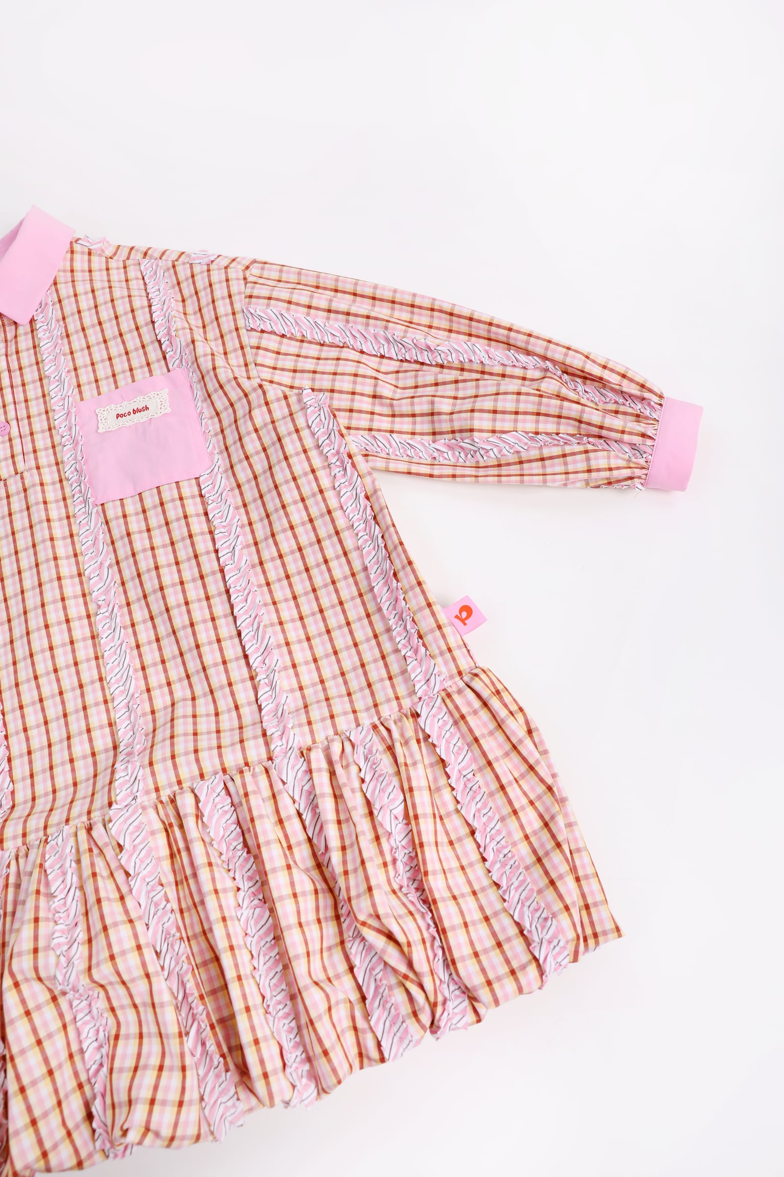 Greek Cat Check Shirt Dress by Poco Blush — detail view 10