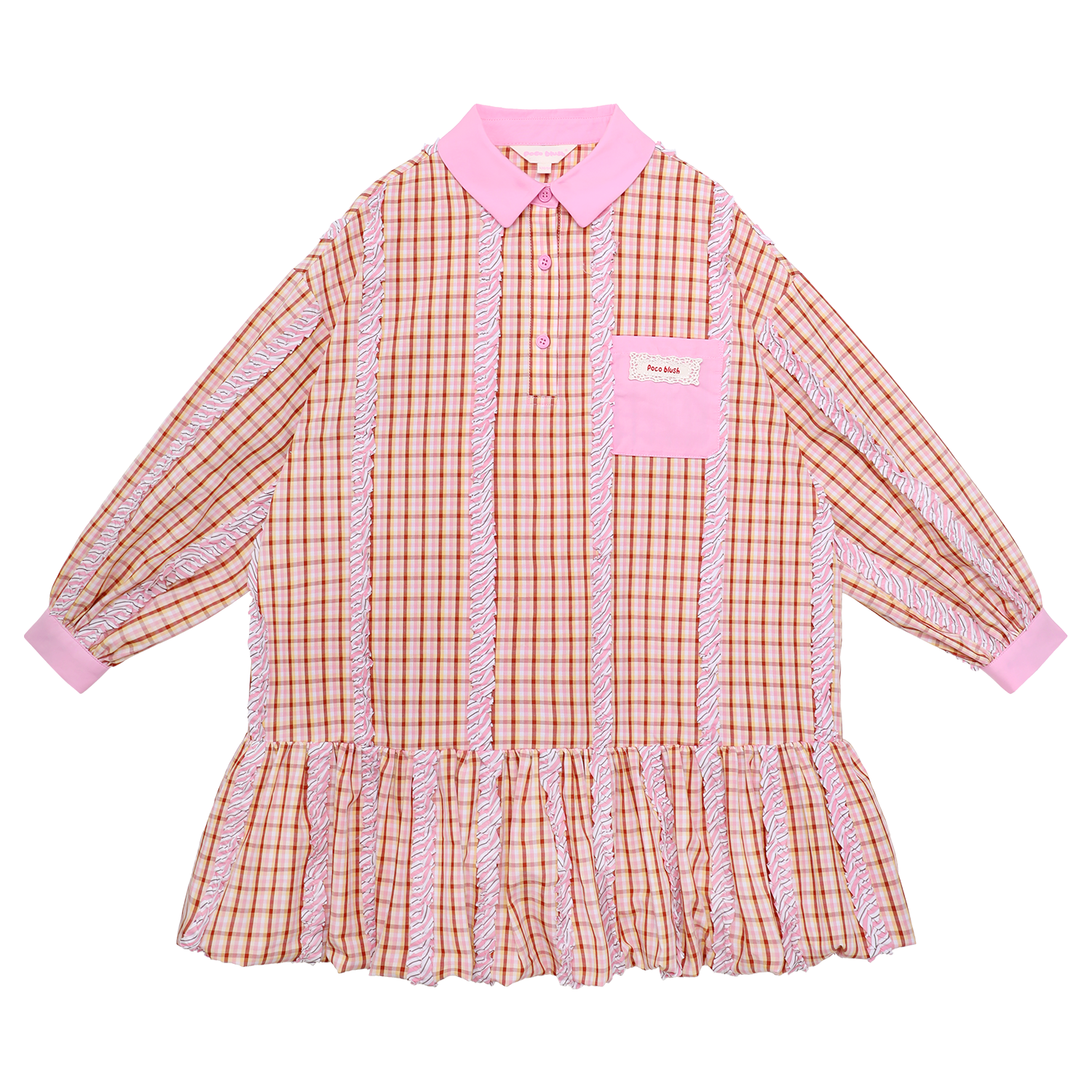 Greek Cat Check Shirt Dress in Multicolour — flat lay