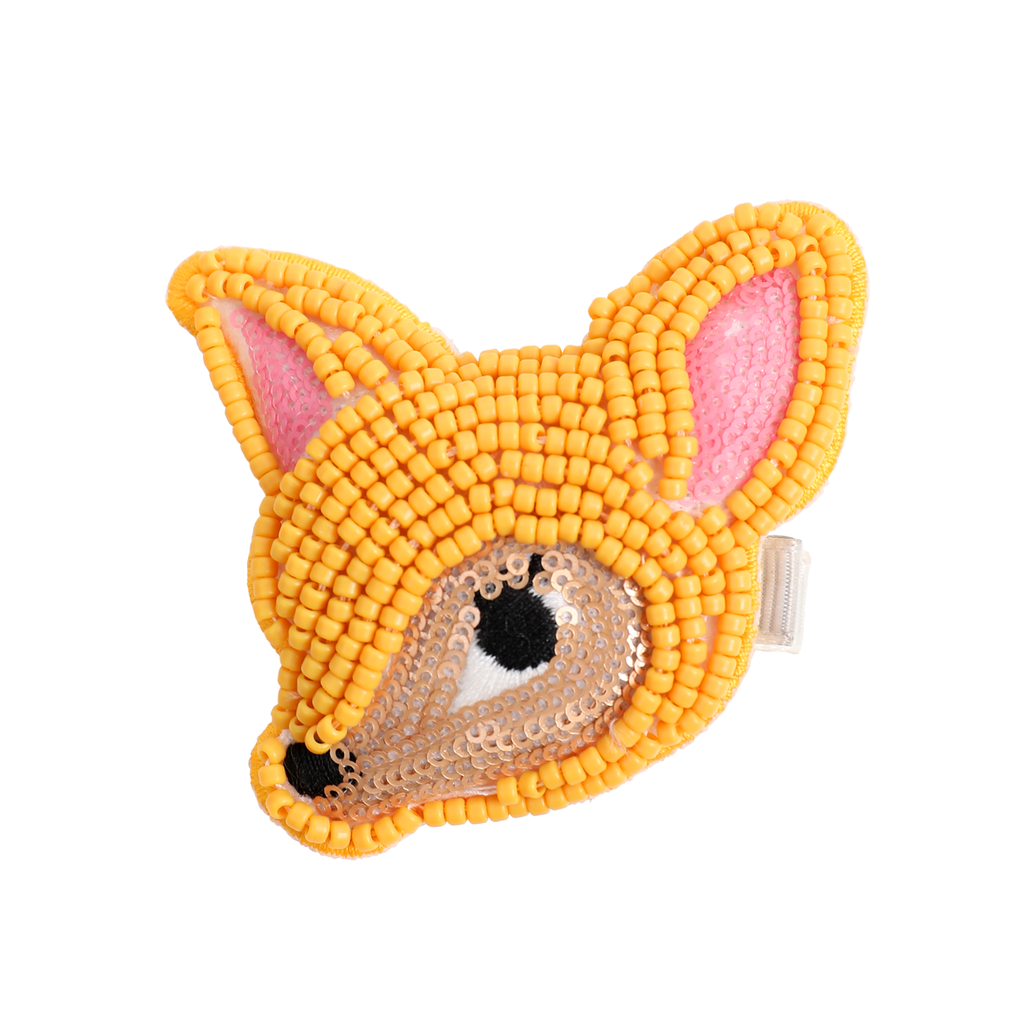 Rare Animals Beaded Hair Clips in Fawn — flat lay