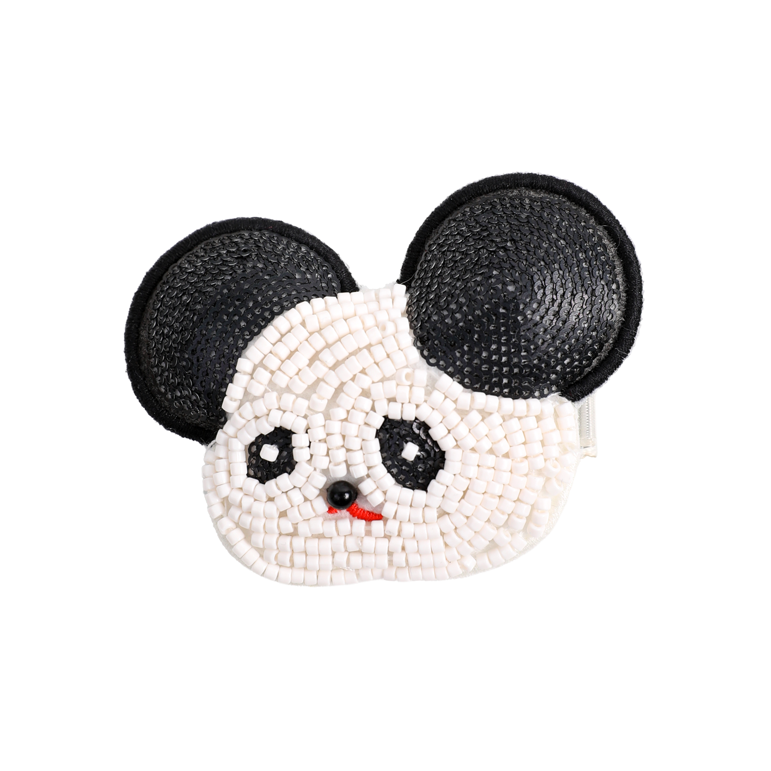 Rare Animals Beaded Hair Clips in Panda — flat lay