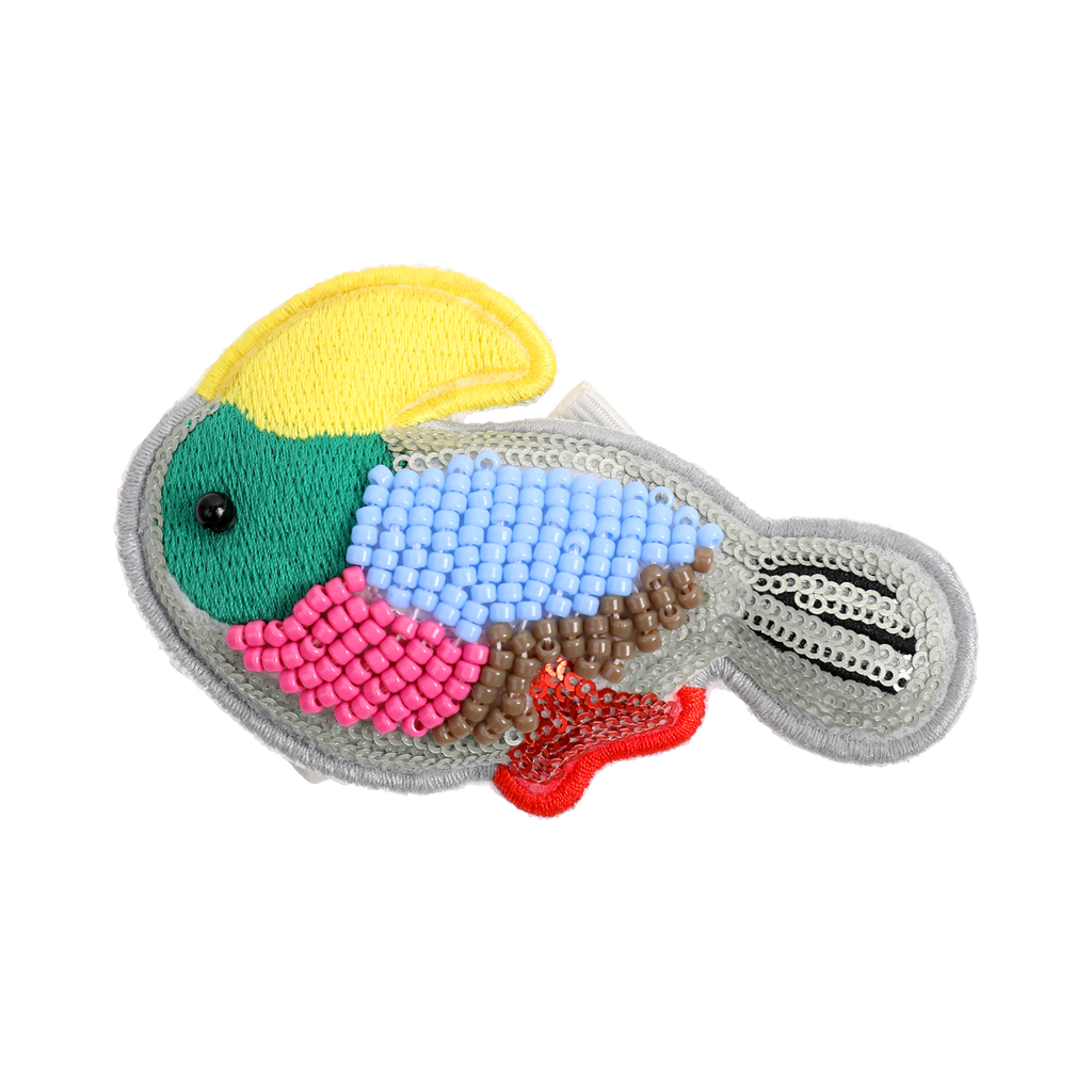 Rare Animals Beaded Hair Clips in Toucan — flat lay