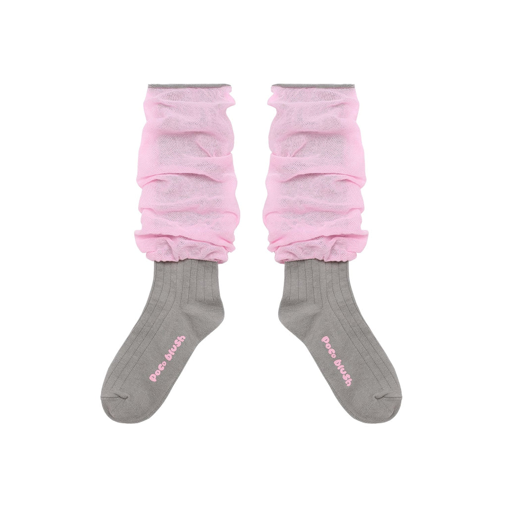 Colour-Block Knee-High Socks by Poco Blush — flat view 6