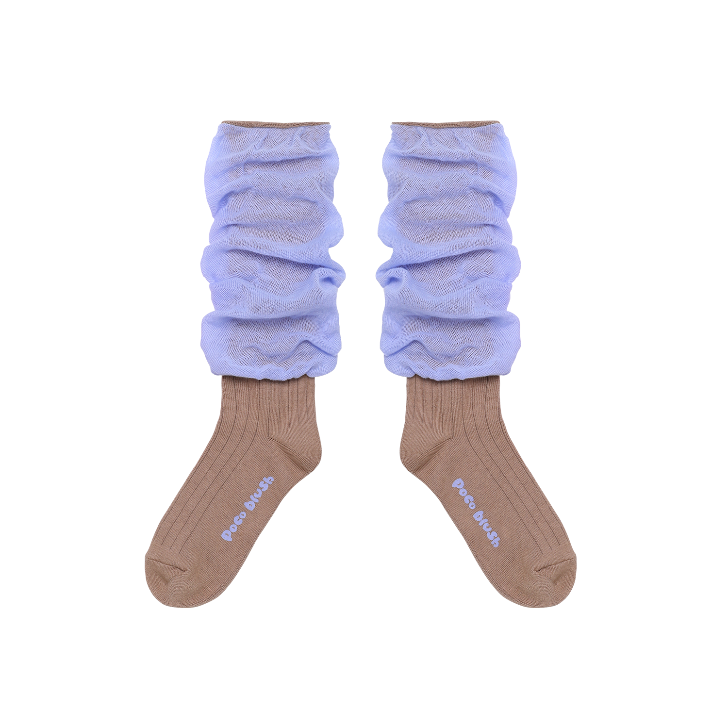 Colour-Block Knee-High Socks in Sky Blue — flat lay