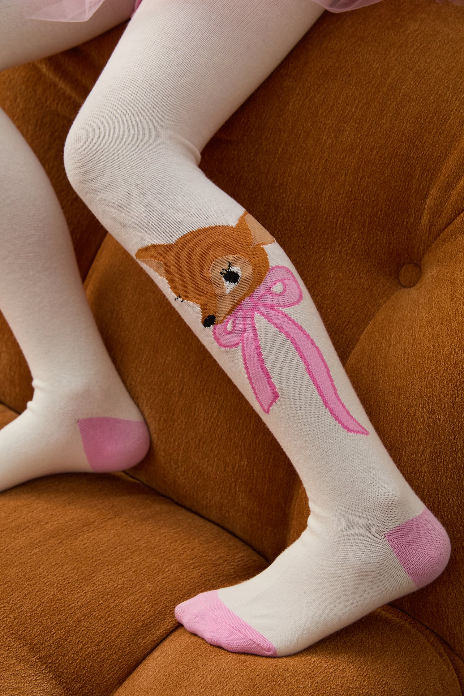 Ink-Wash Animals Jacquard Tights by Poco Blush — hero view 4