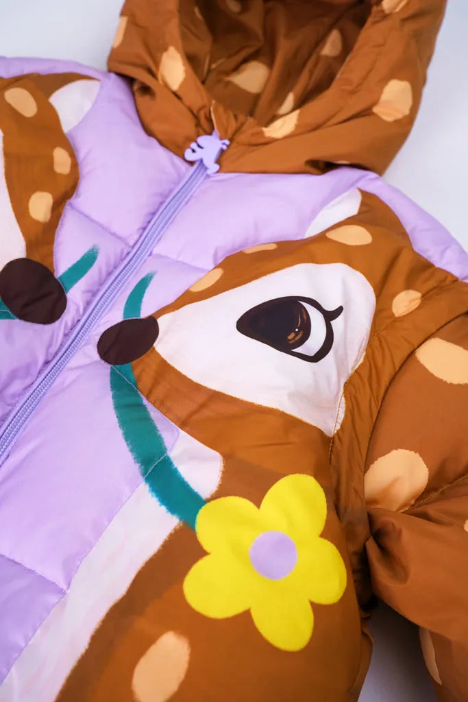 Poco Blush Hanging Flowers Deer Down Jacket