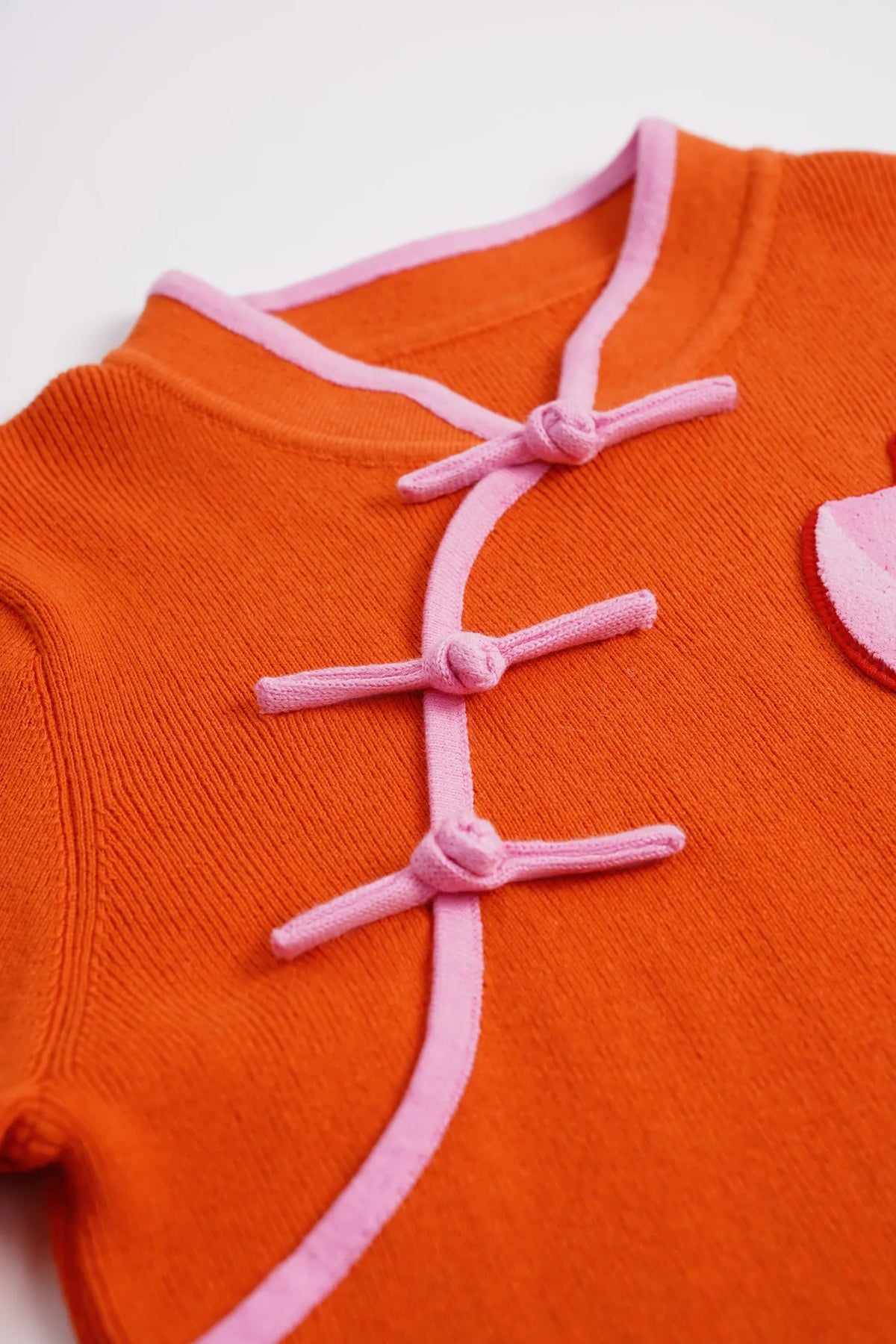 Panda & Peach Chinese-Style Knit Sweater by Poco Blush, image 8