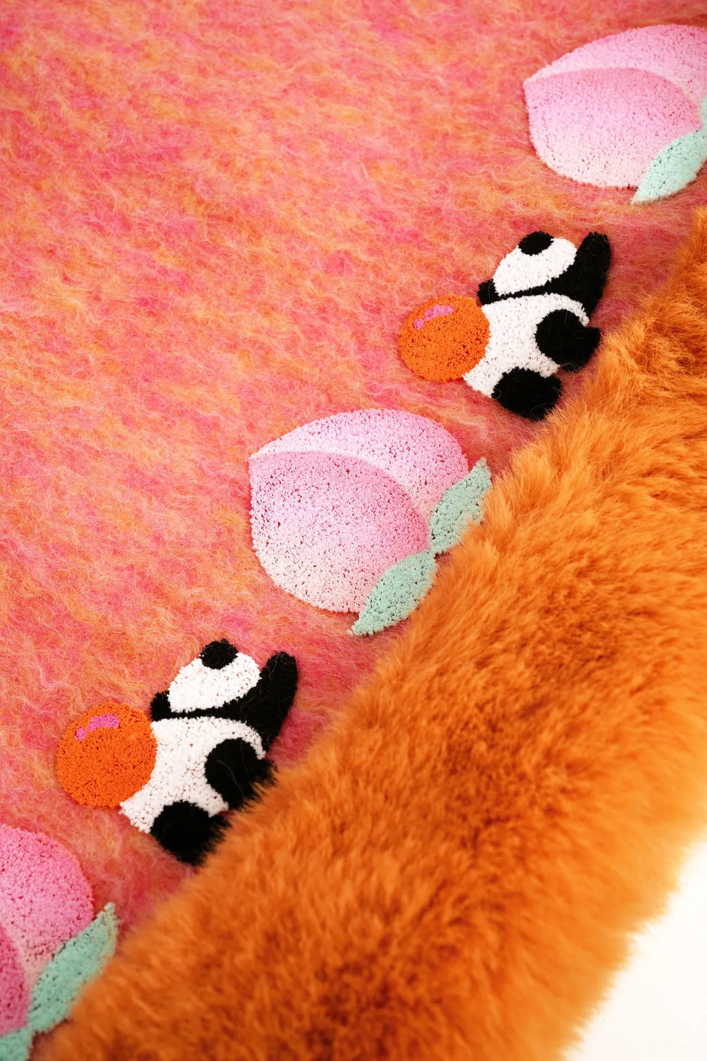 Poco Blush Panda and Peach Embroidered Wool-Blend Dress