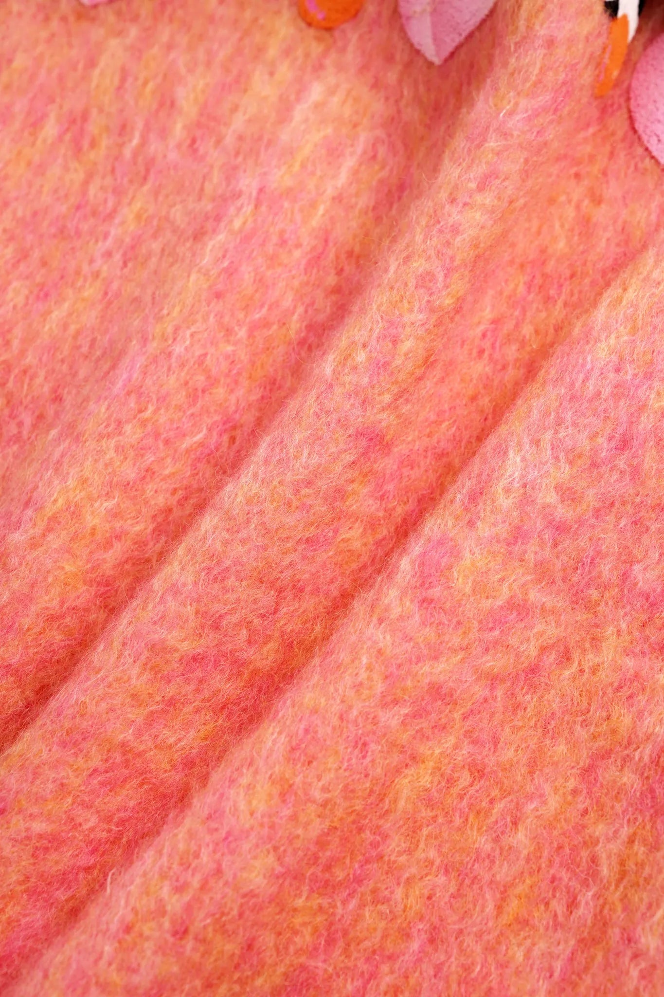 Poco Blush Panda and Peach Embroidered Wool-Blend Dress